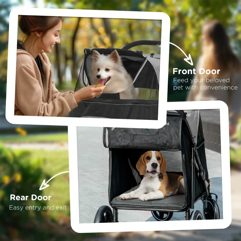 One-Click Foldable Stroller for Large Medium Small Dogs, Pet, Cats with Storage - Image 18