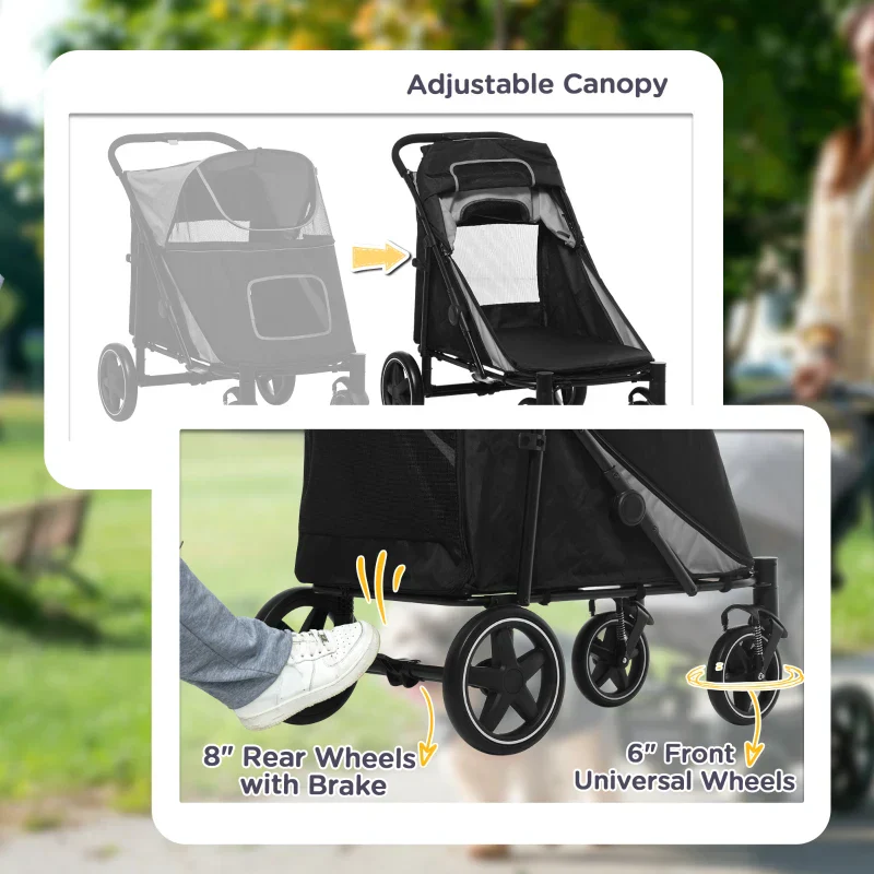 One-Click Foldable Stroller for Large Medium Small Dogs, Pet, Cats with Storage - Image 19