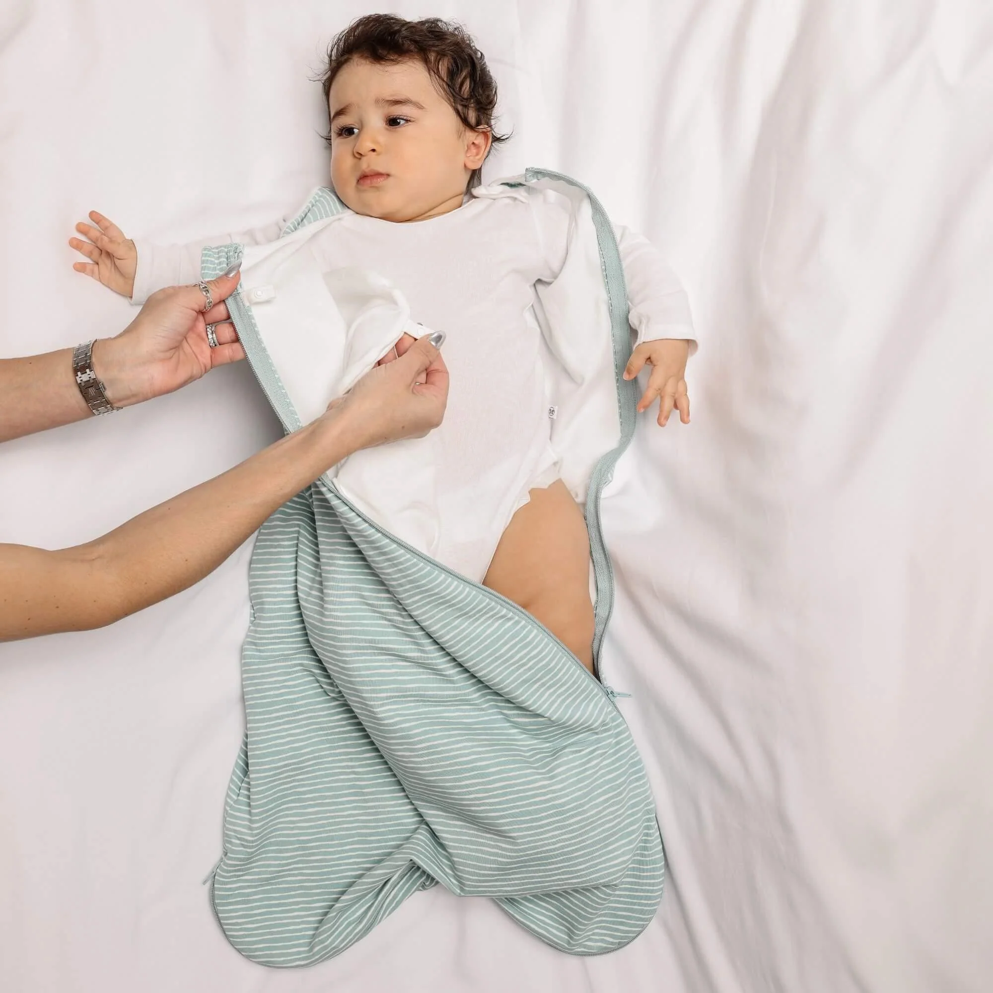 One & Done Sleep Sack - Green Stripes - Image 3