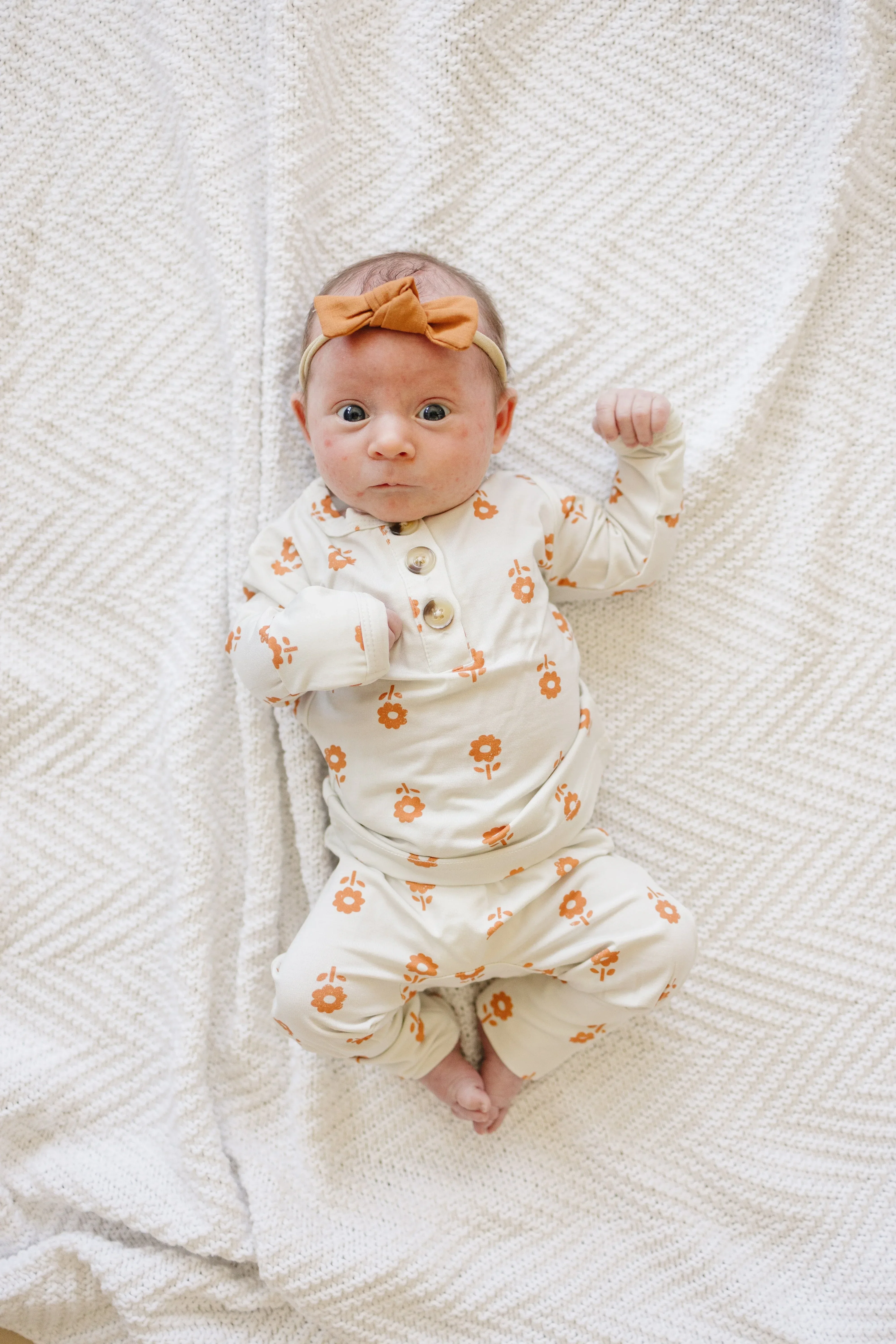 Orange Posie 2pc Bamboo Pajamas for Kids - Sizes Newborn & Up! - Image 2