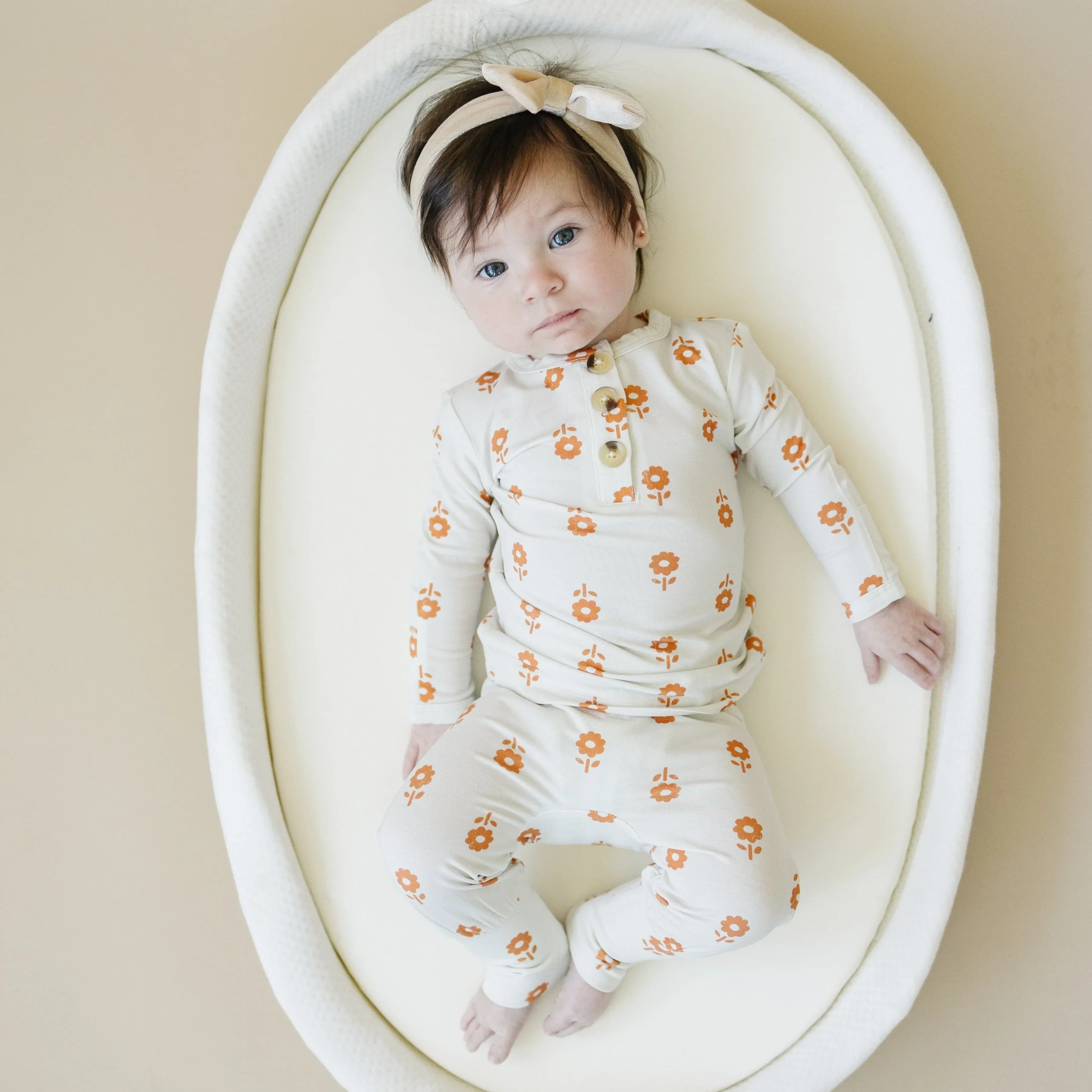 Orange Posie 2pc Bamboo Pajamas for Kids - Sizes Newborn & Up! - Image 3