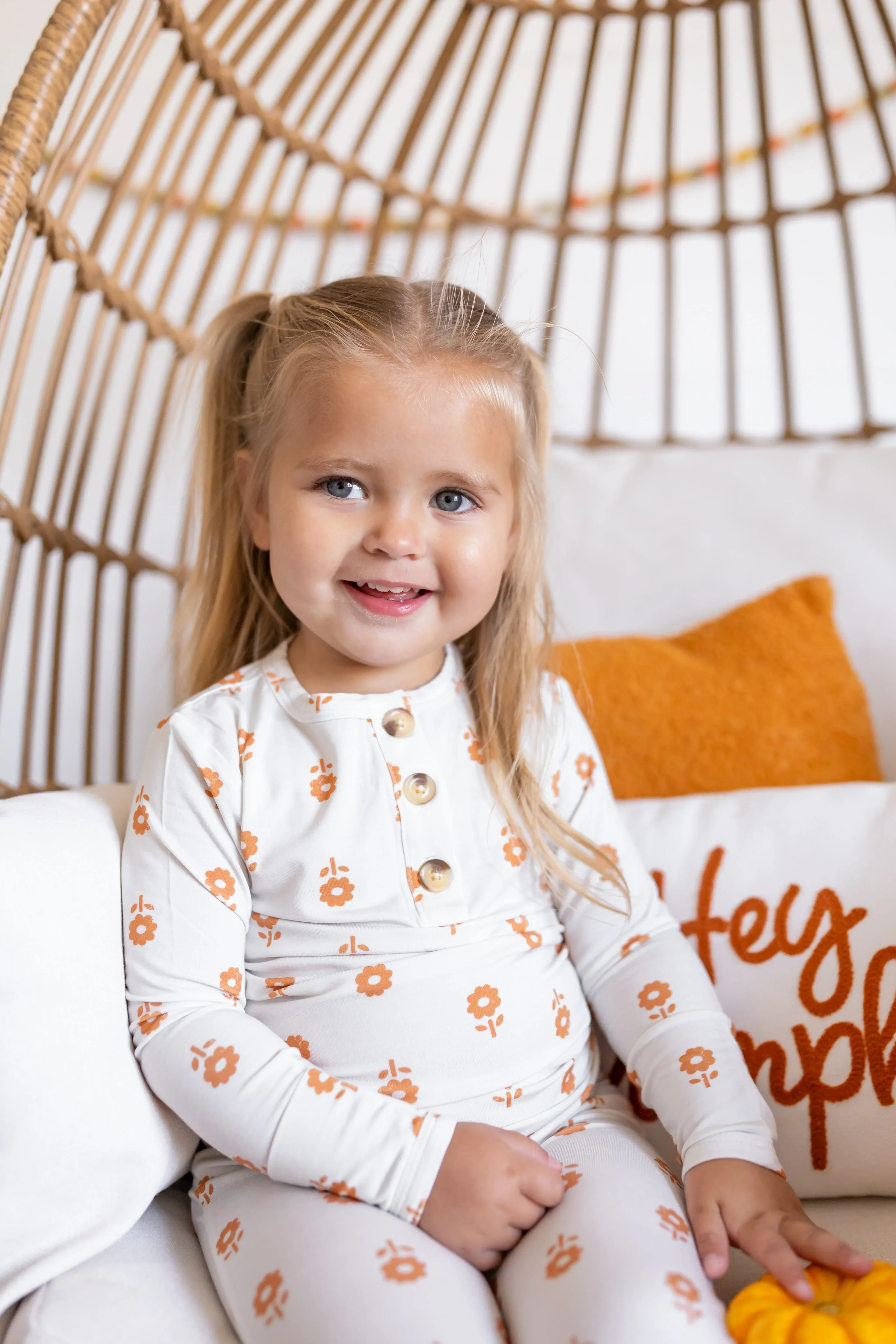 Orange Posie 2pc Bamboo Pajamas for Kids - Sizes Newborn & Up! - Image 4