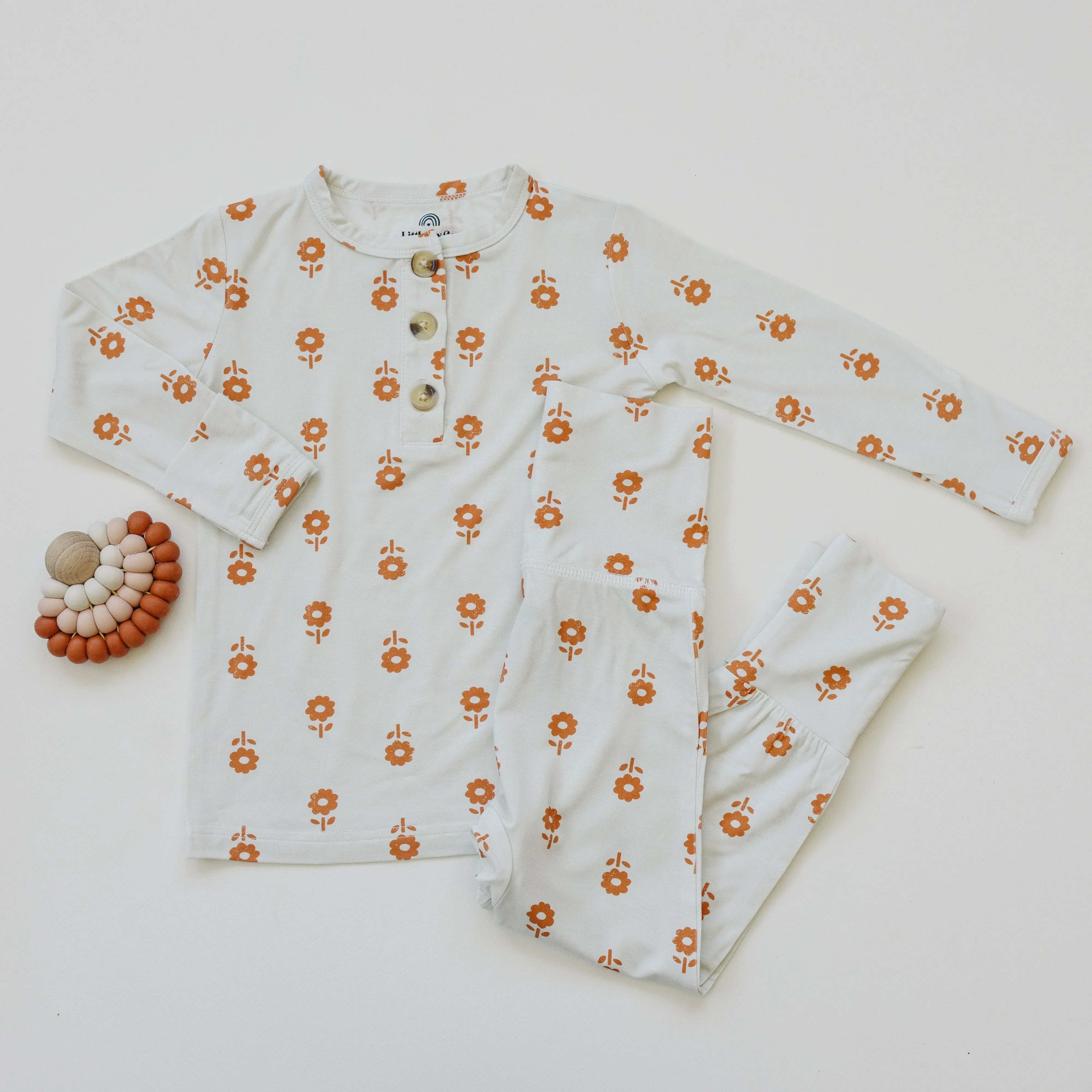 Orange Posie 2pc Bamboo Pajamas for Kids - Sizes Newborn & Up! - Image 5