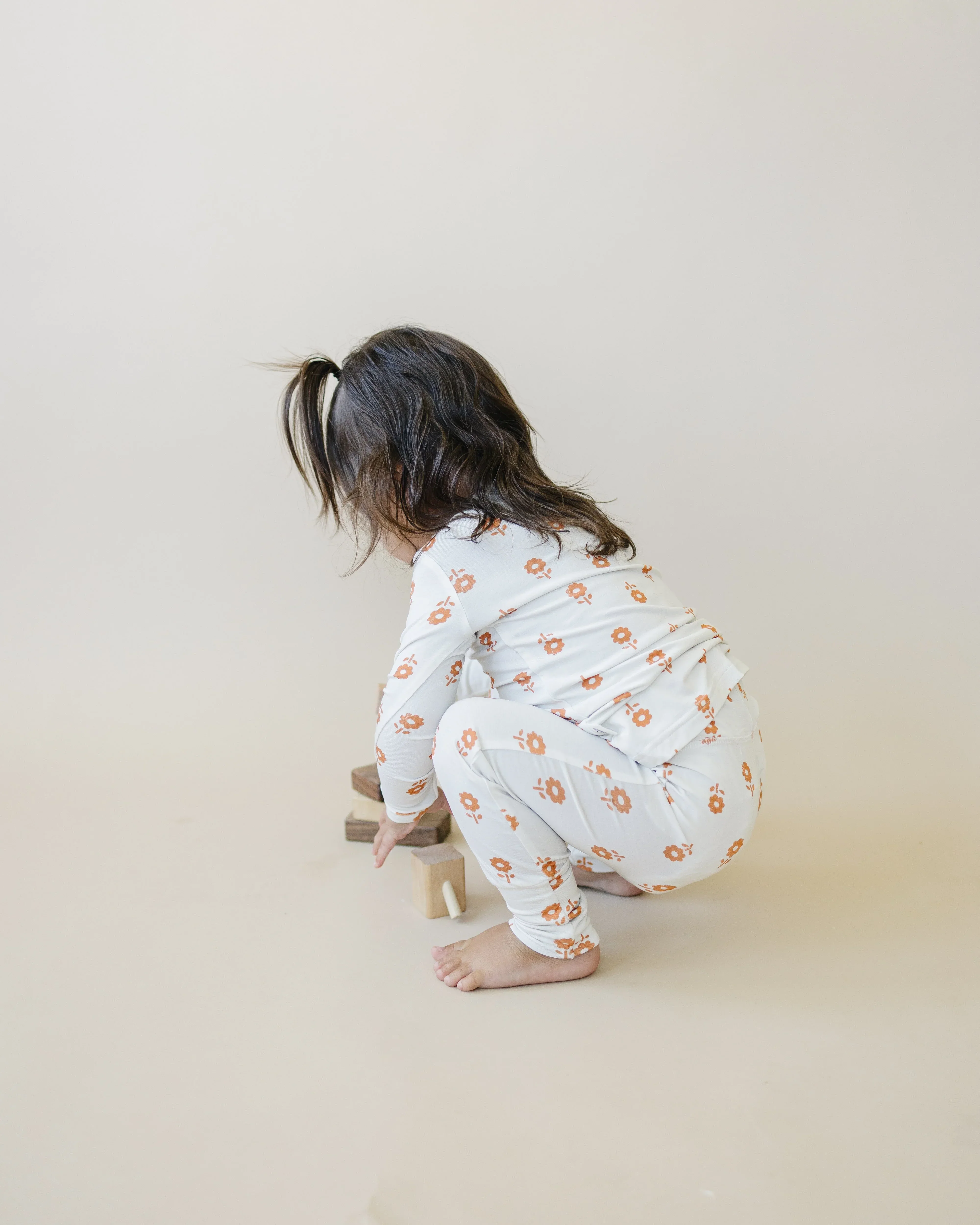 Orange Posie 2pc Bamboo Pajamas for Kids - Sizes Newborn & Up! - Image 9