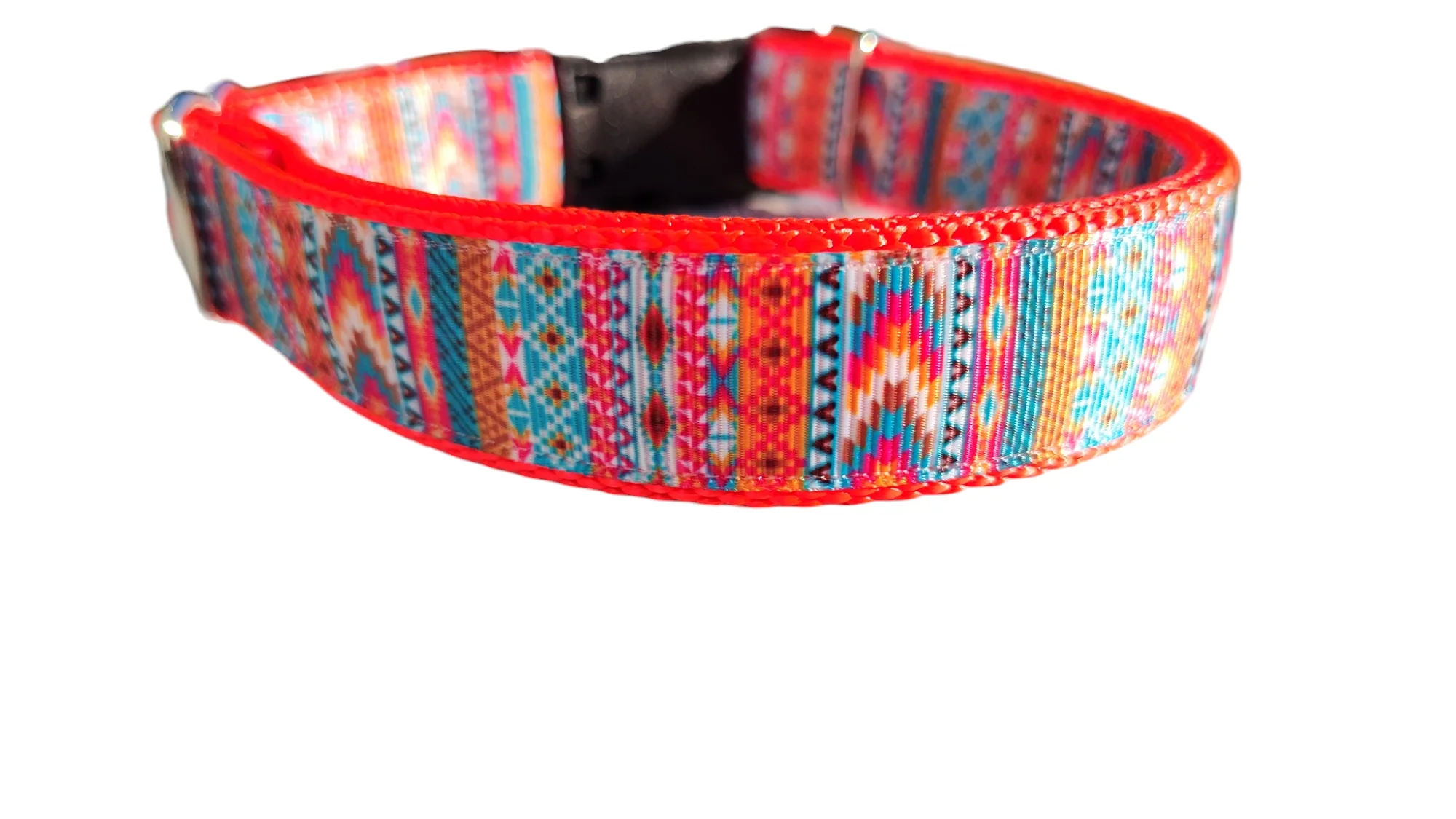 Orange Tribal Nylon Dog Collar - Image 3