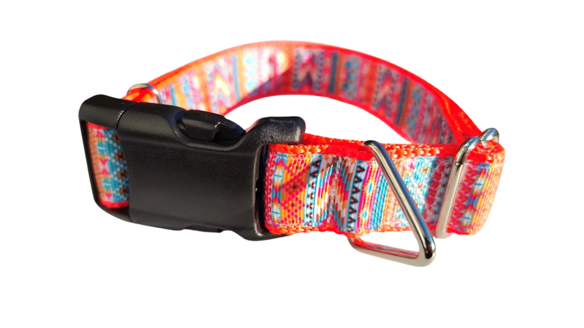 Orange Tribal Nylon Dog Collar - Image 4