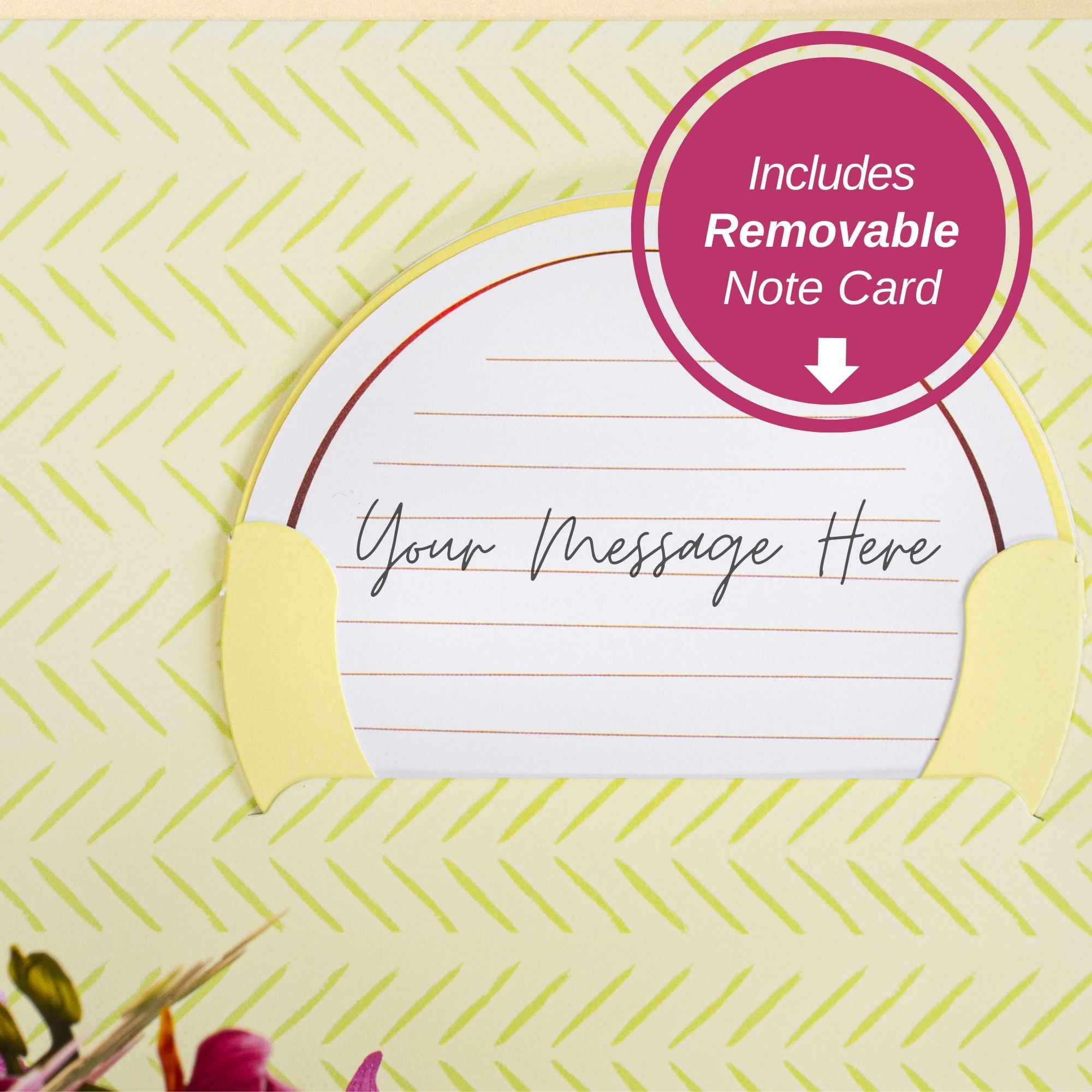 Orchid Flower Bouquet Pop-Up Card with Keepsake - Image 7