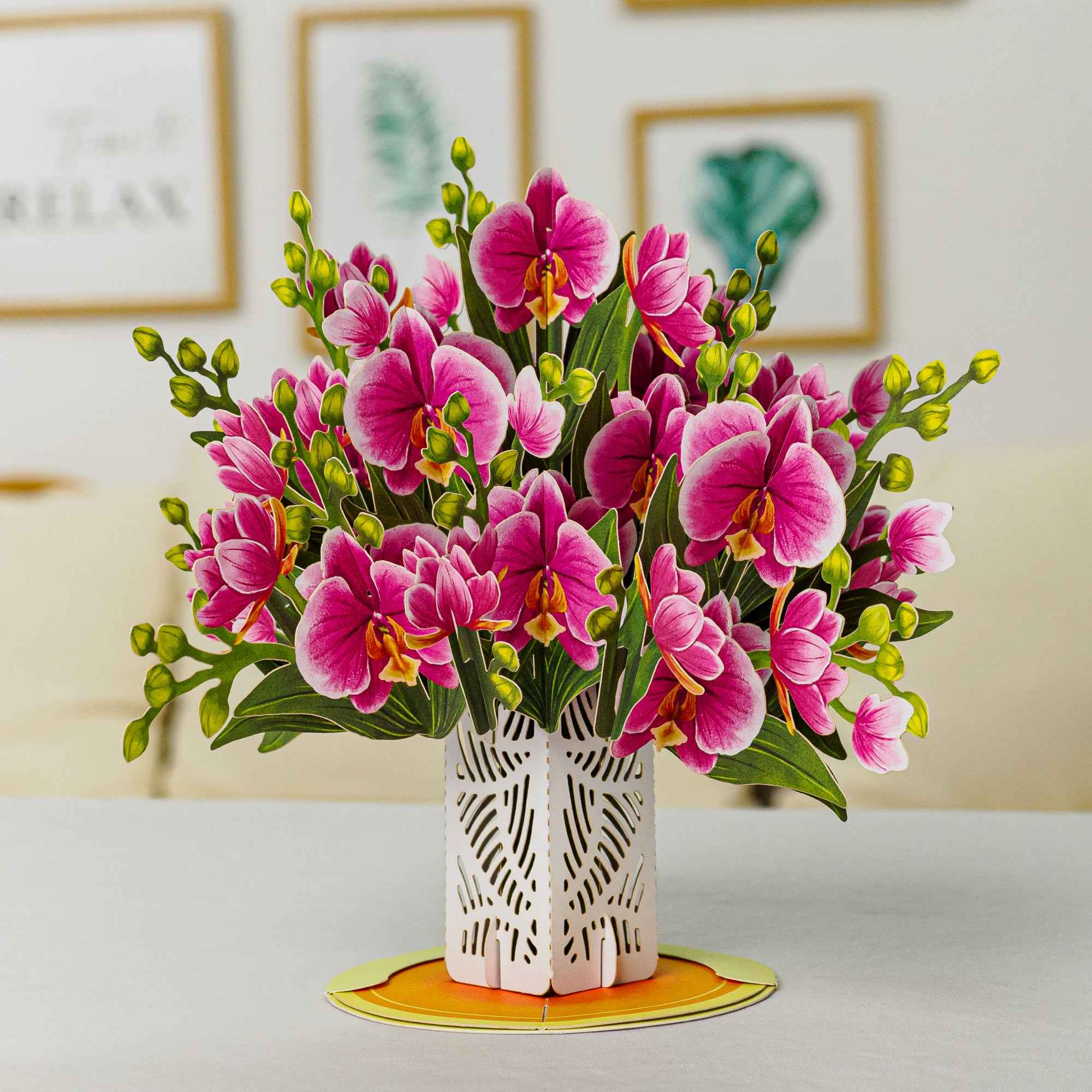 Orchid Flower Bouquet Pop-Up Card with Keepsake - Image 9