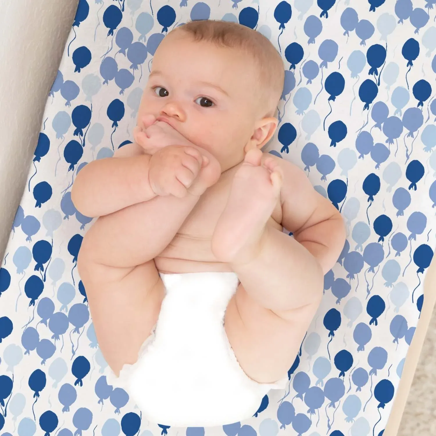 Organic Changing Pad Cover - Blue Balloons - Image 2