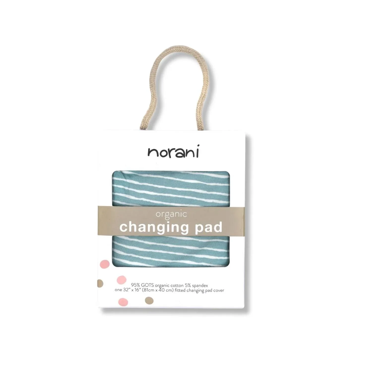 Organic Changing Pad Cover - Green Stripes - Image 2