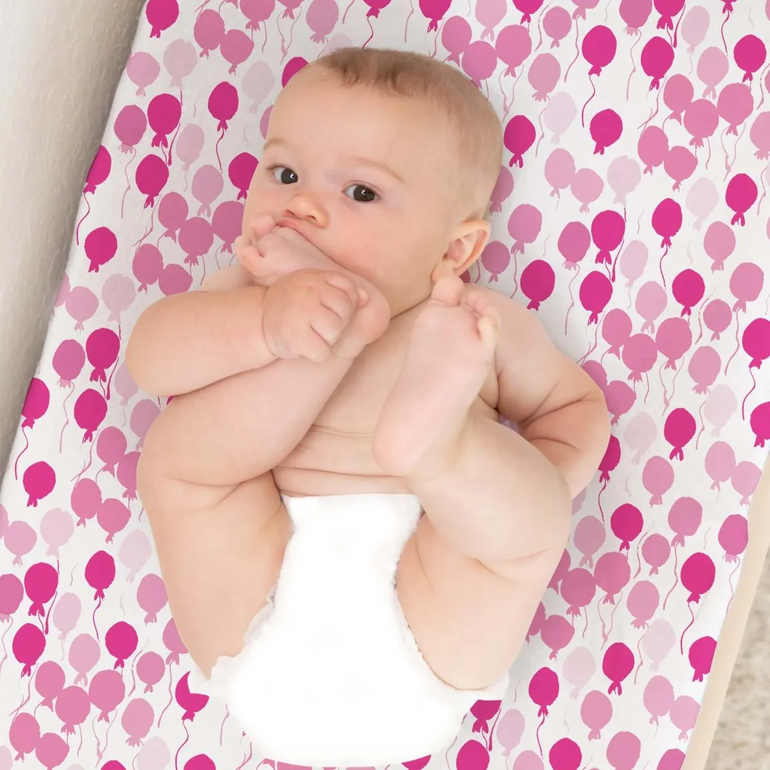 Organic Changing Pad Cover - Pink Balloons - Image 2