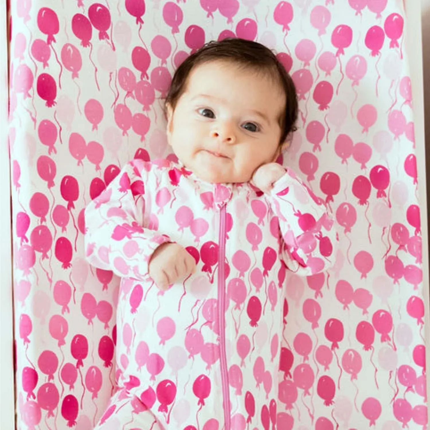 Organic Changing Pad Cover - Pink Balloons - Image 3