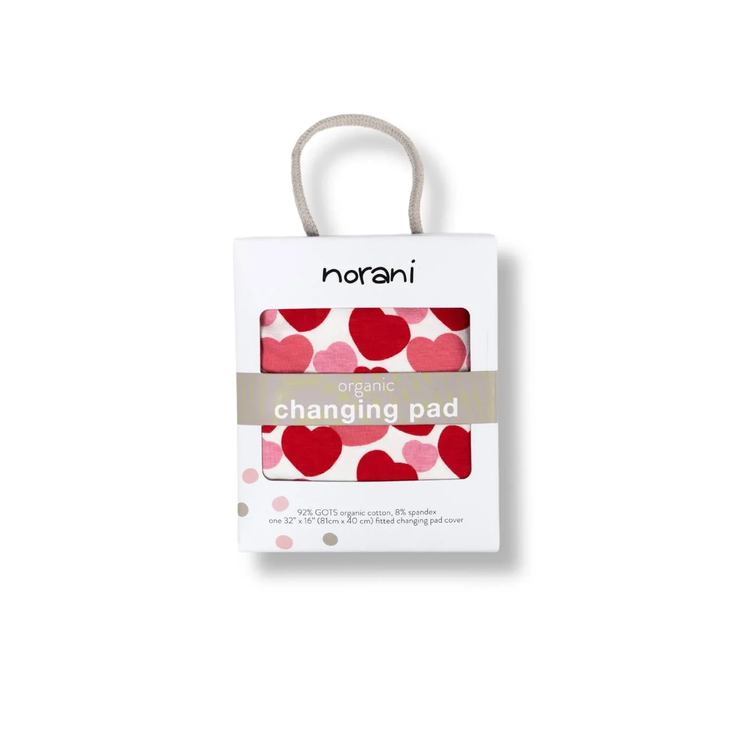 Organic Changing Pad Cover - Red & Pink Hearts - Image 2