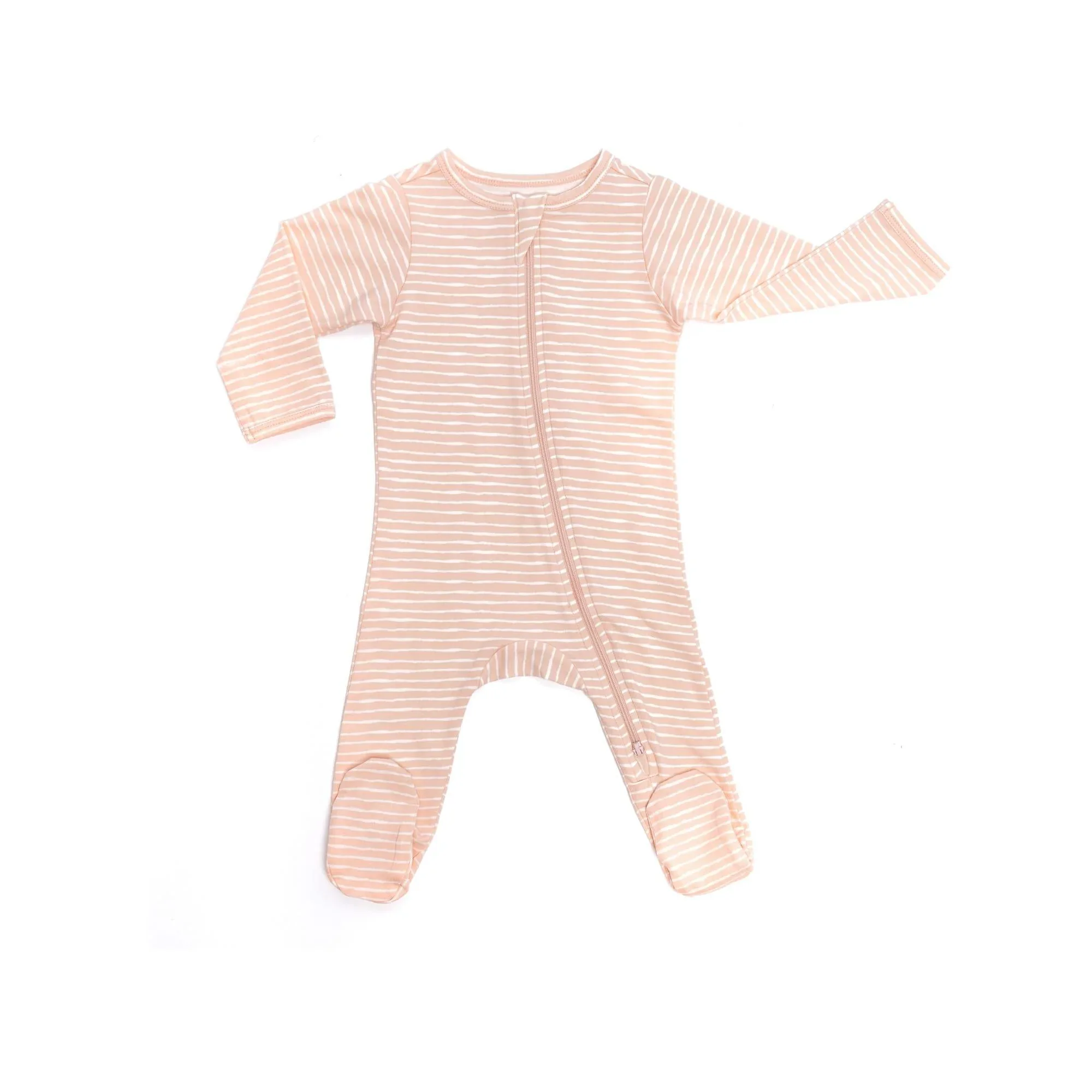 Organic Footie - Pink Stripes - Image 2