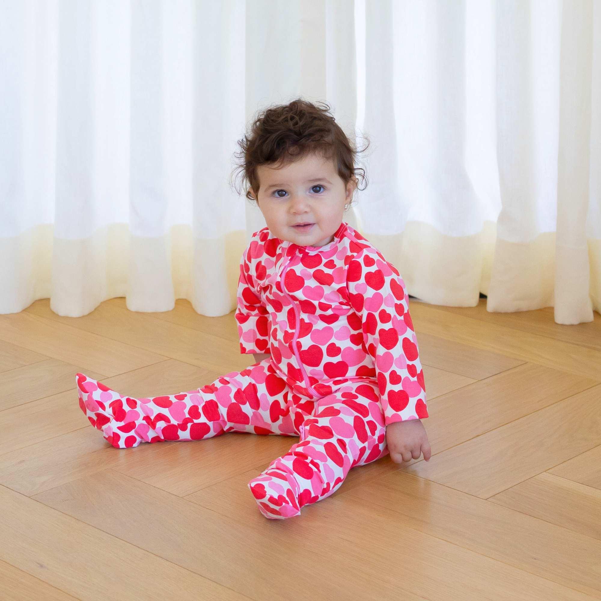 Organic Footie - Red & Pink Hearts - Image 3