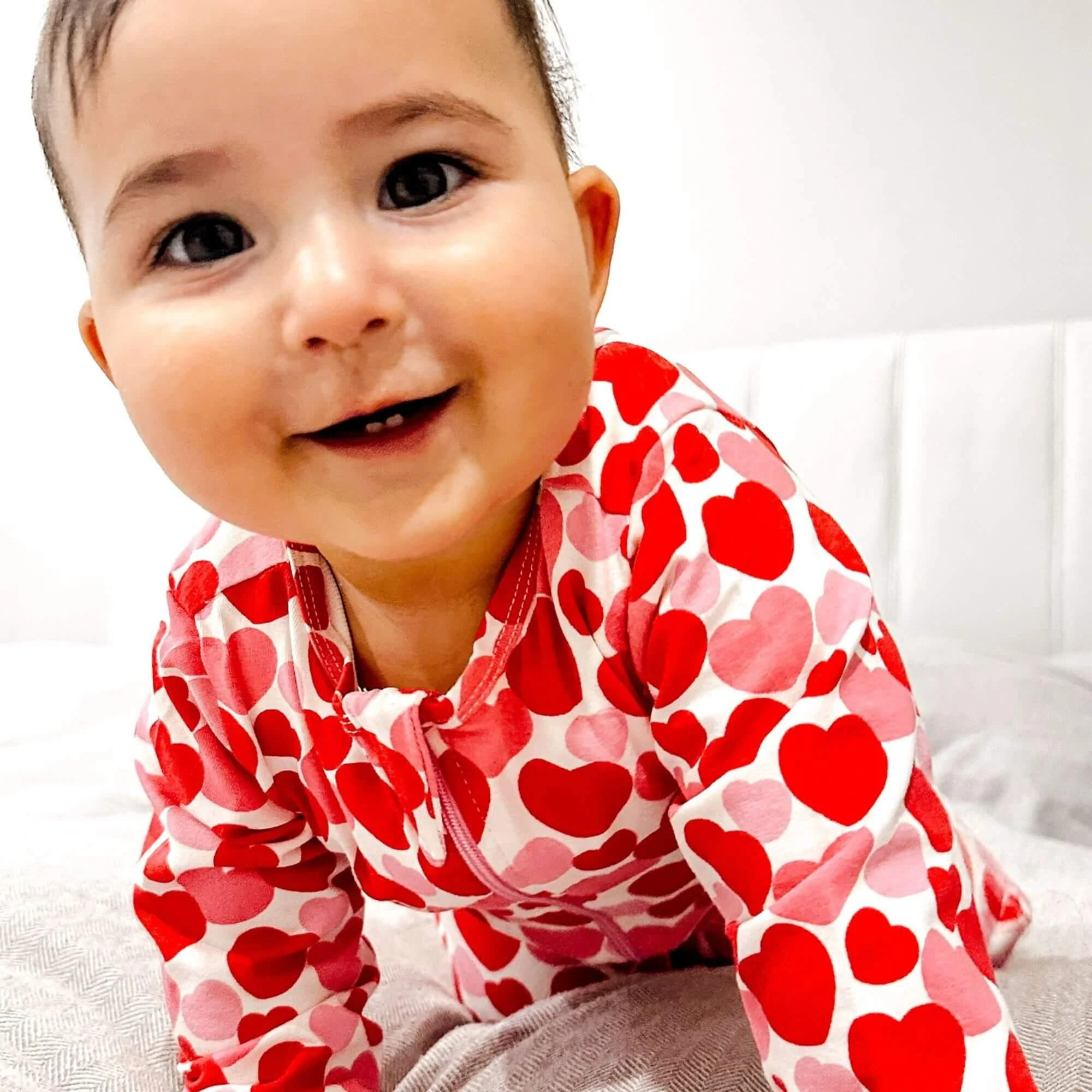 Organic Footie - Red & Pink Hearts - Image 4