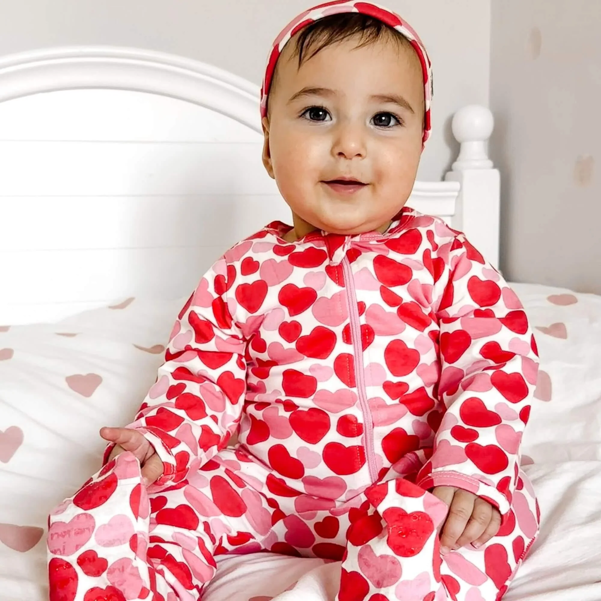Organic Footie - Red & Pink Hearts - Image 5