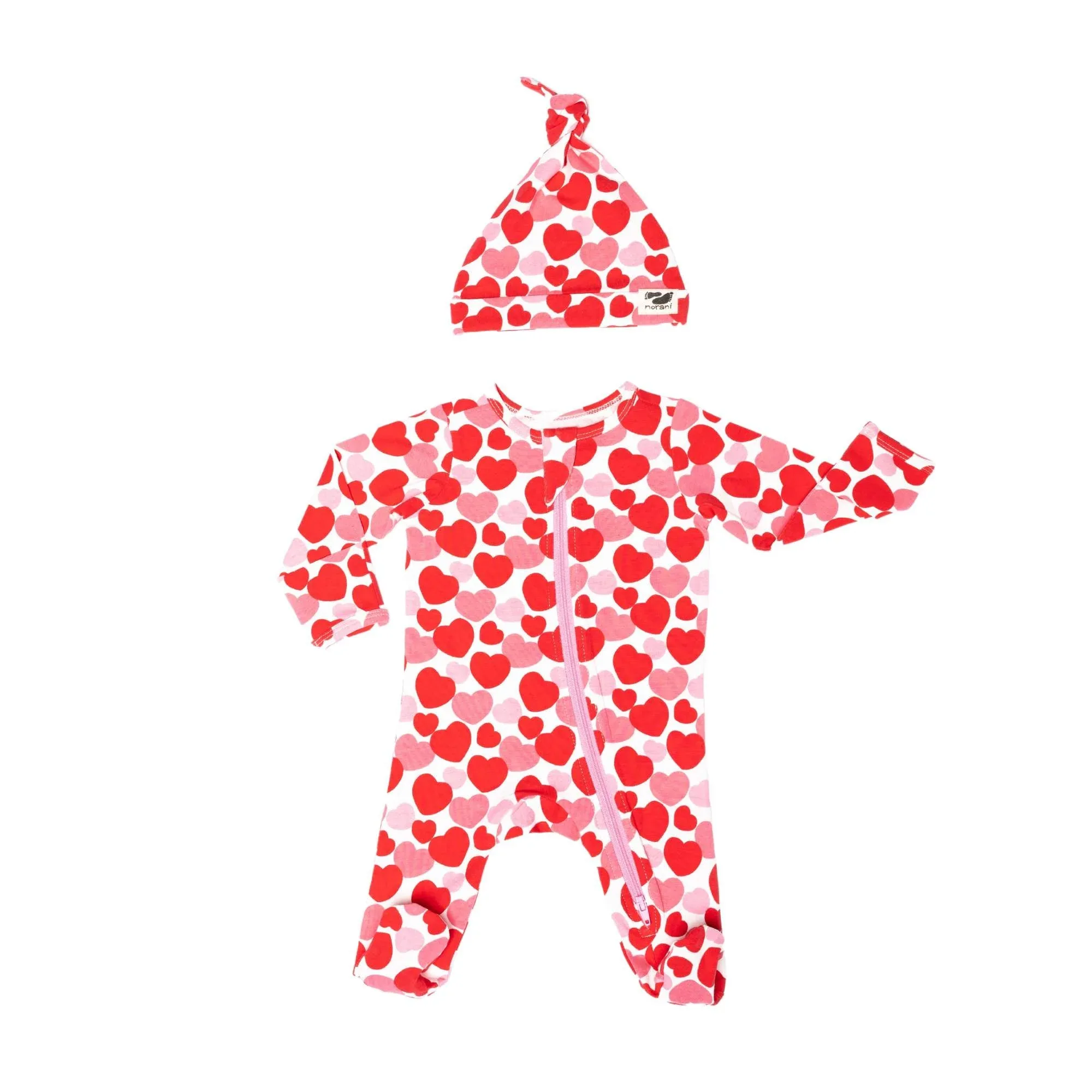 Organic Footie - Red & Pink Hearts - Image 6