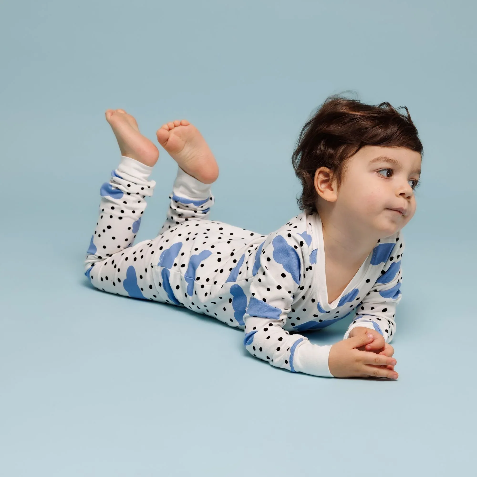 Organic Kids Pajamas - Blue Clouds - Image 3