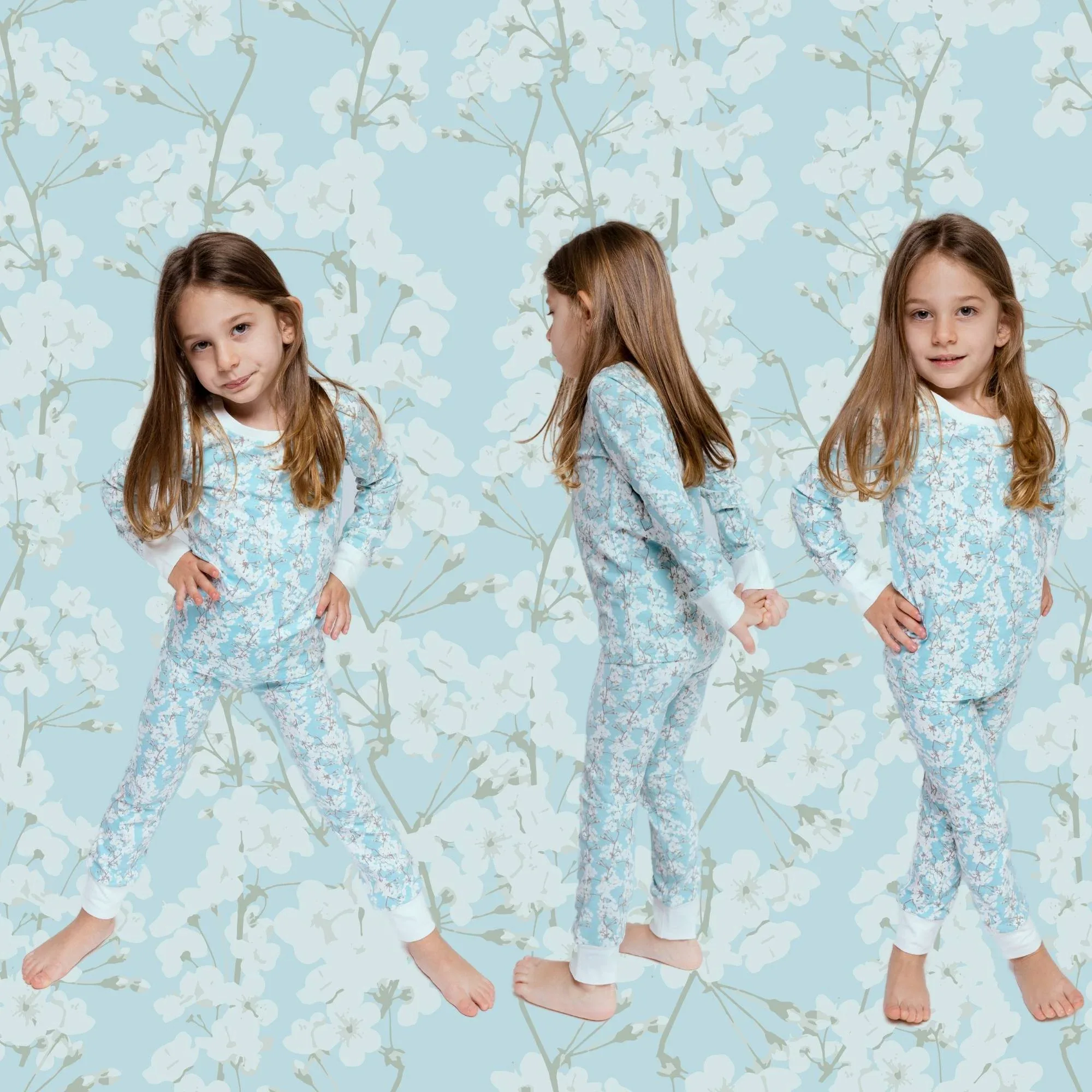 Organic Kids Pajamas - Cherry Blossoms - Image 3