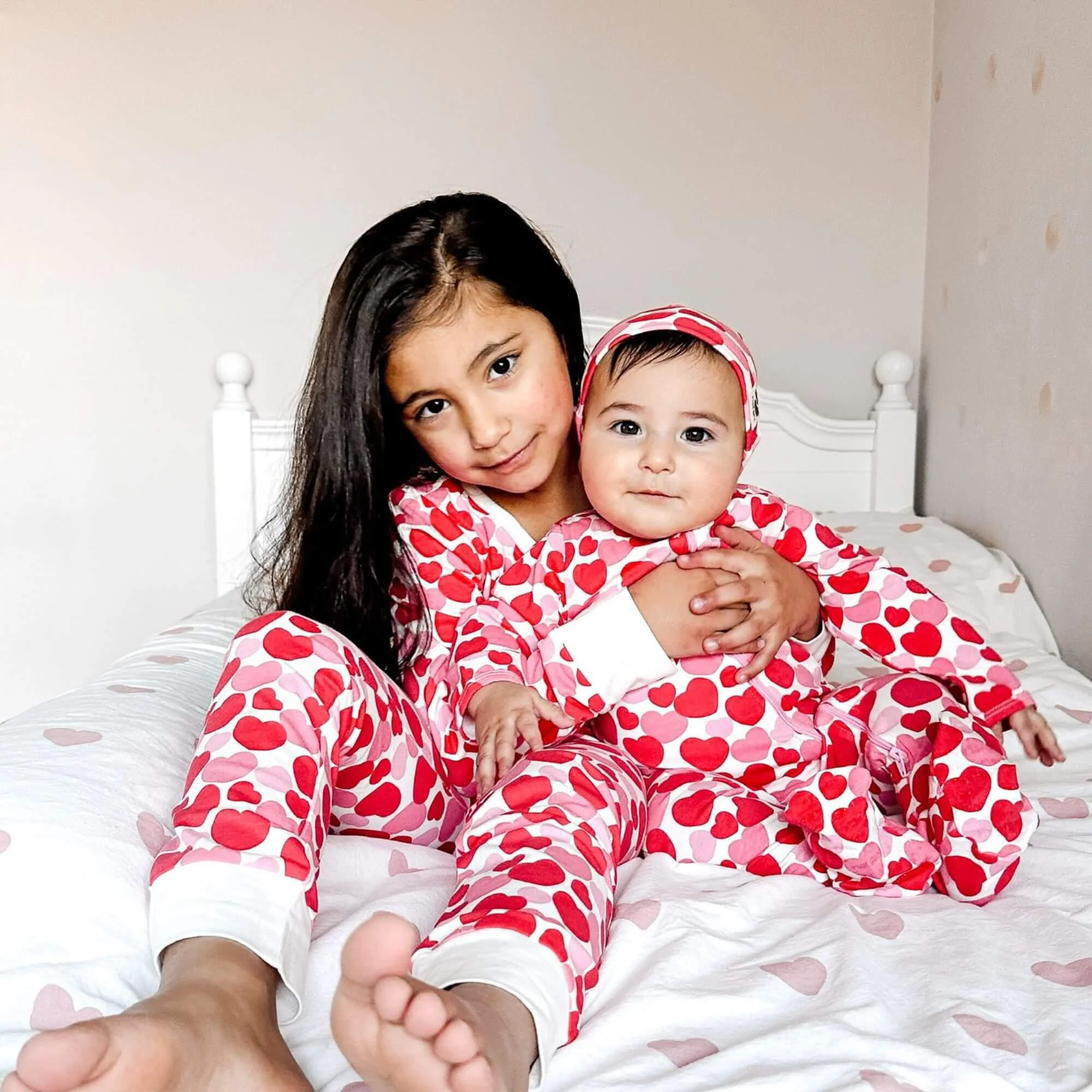 Organic Kids Pajamas - Red & Pink Hearts - Image 5