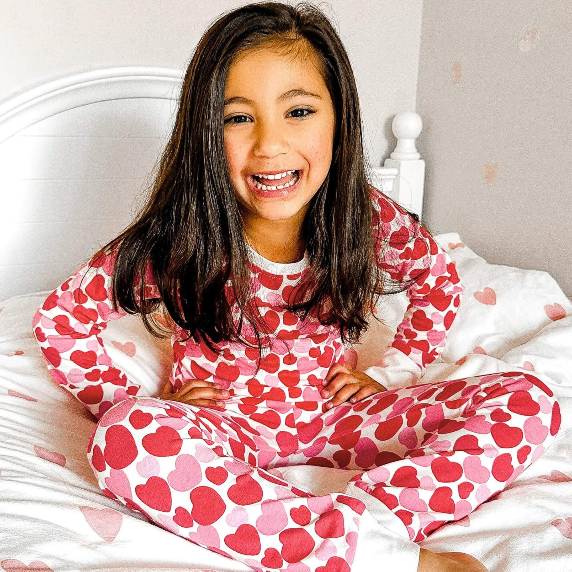 Organic Kids Pajamas - Red & Pink Hearts - Image 6