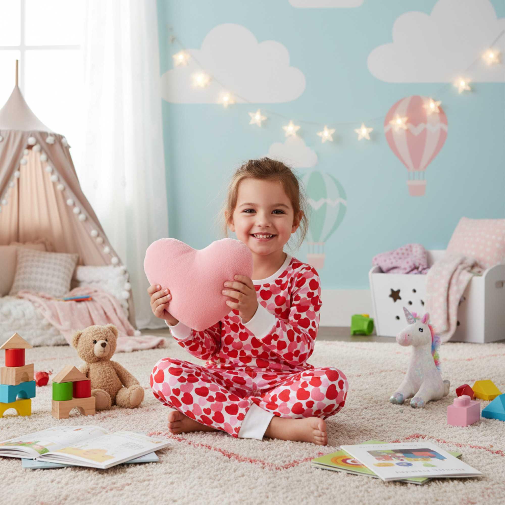 Organic Kids Pajamas - Red & Pink Hearts - Image 7