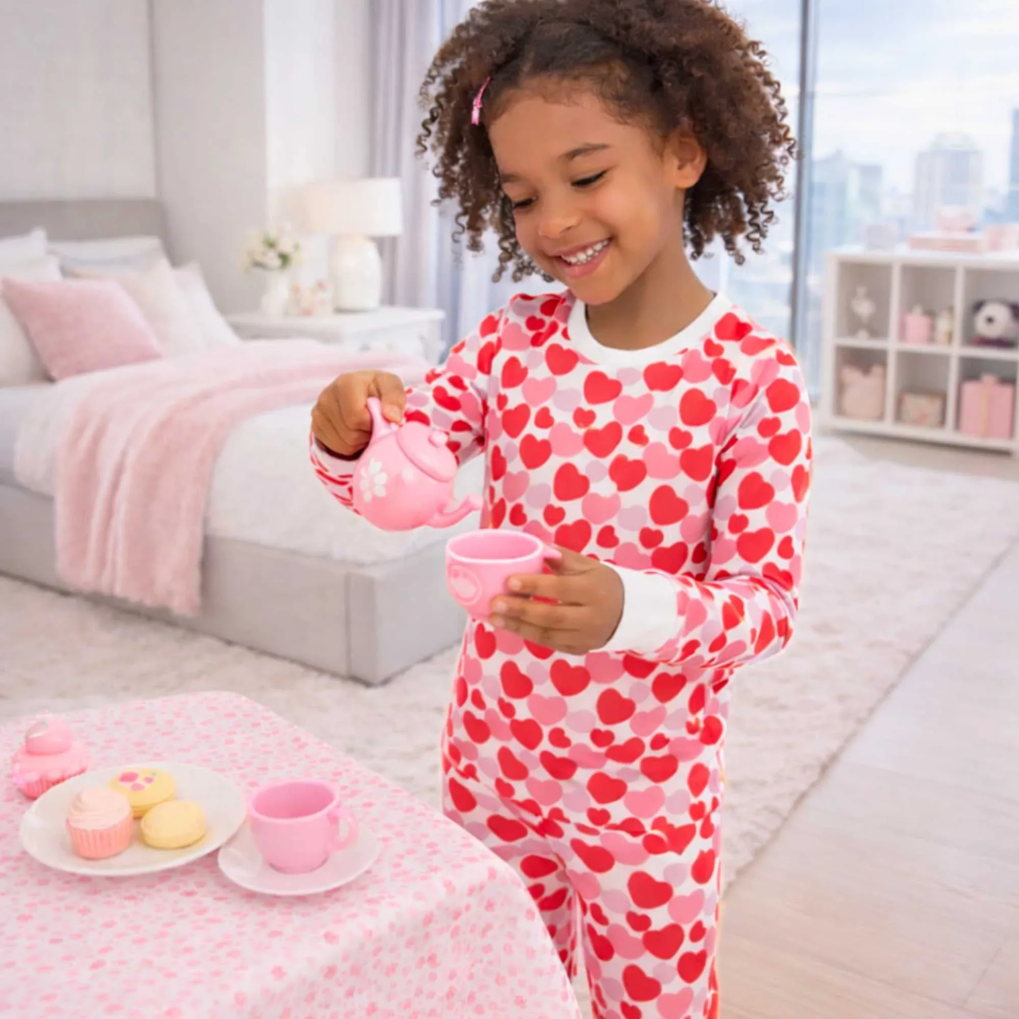 Organic Kids Pajamas - Red & Pink Hearts - Image 9