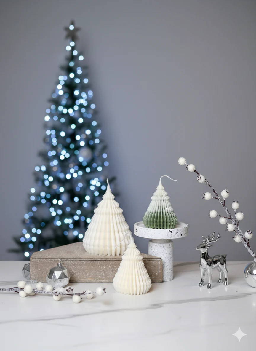 Origami Christmas Tree Candles for Festive Holiday Decor - Image 3