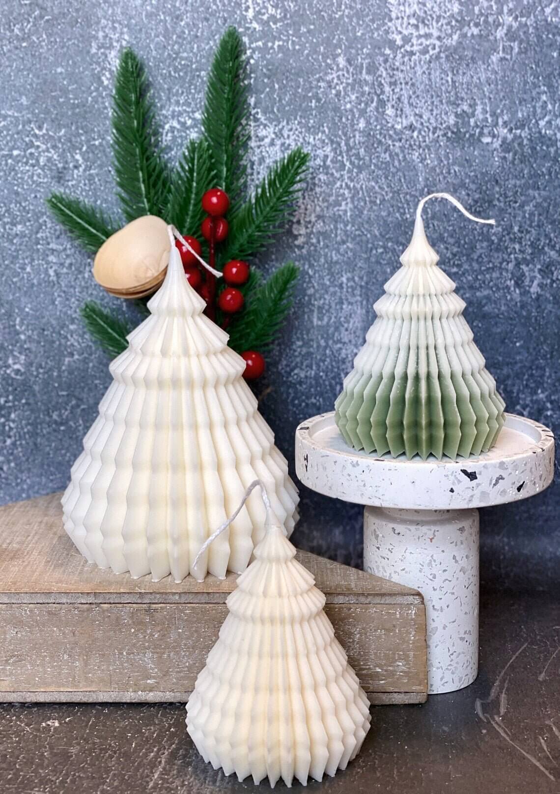 Origami Christmas Tree Candles for Festive Holiday Decor - Image 4