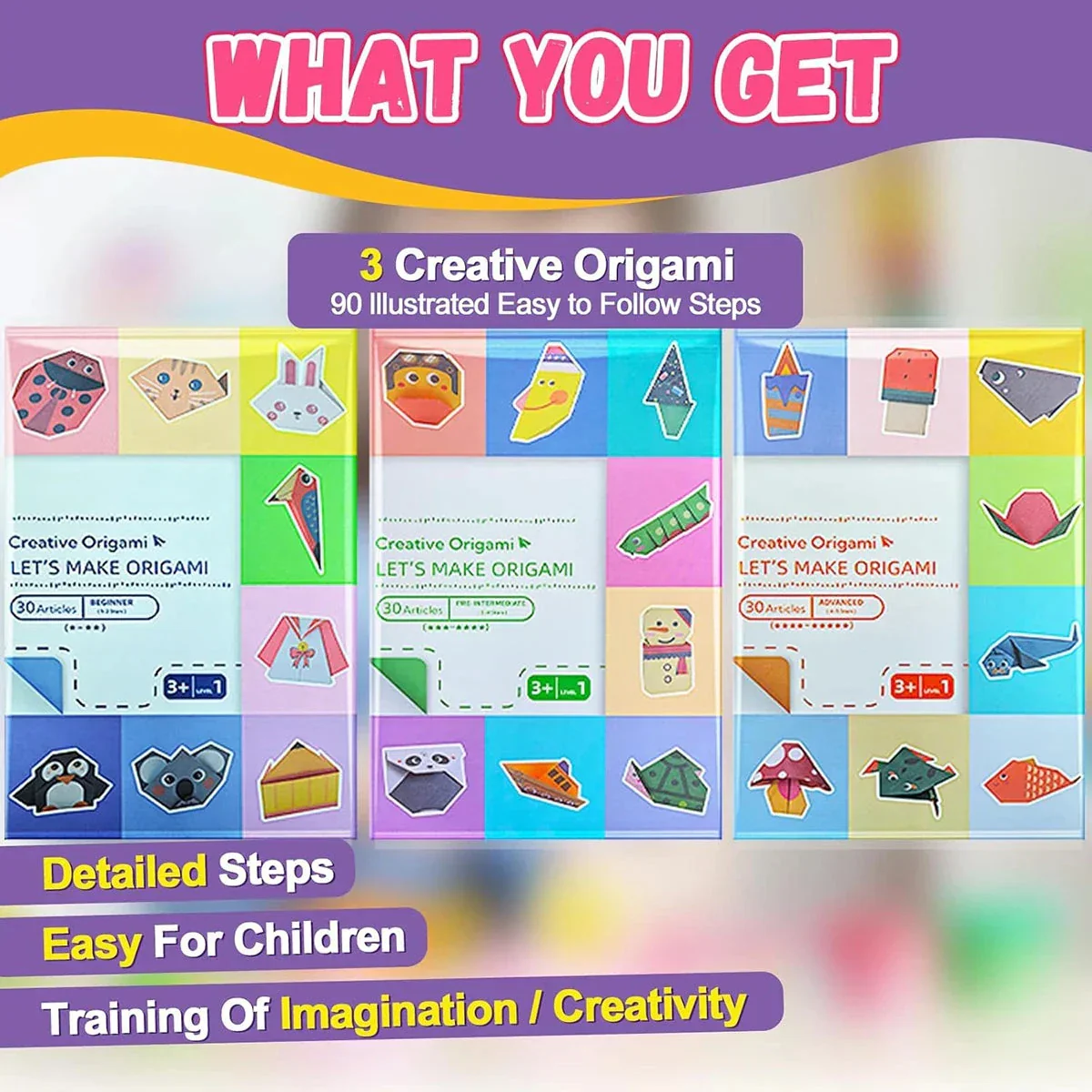 Origami Kit with 30/96 Sheets & Guiding Book - DIY Art Craft for Kids & Beginners - Image 3