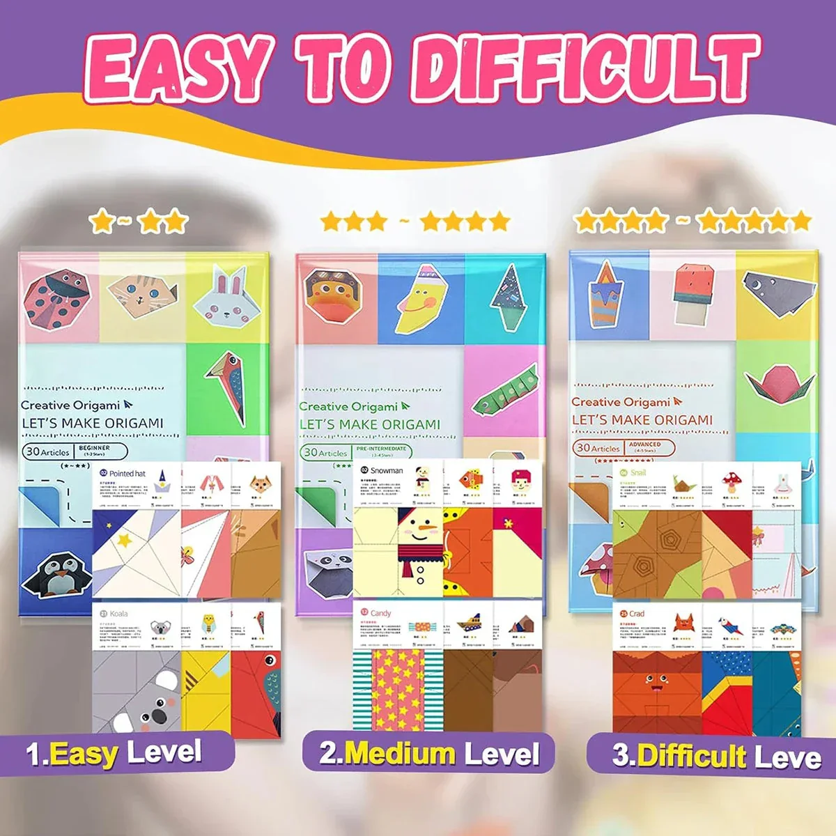 Origami Kit with 30/96 Sheets & Guiding Book - DIY Art Craft for Kids & Beginners - Image 5