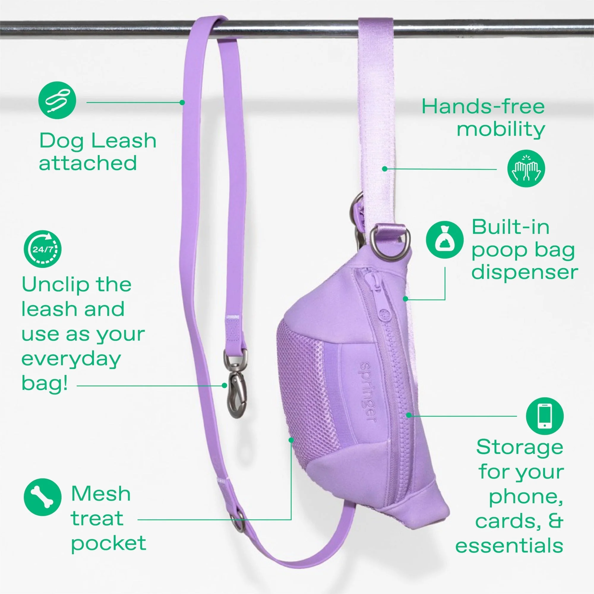 Original Hands-Free Neoprene Dog Walking Bag with 3.25ft Leash - Image 3
