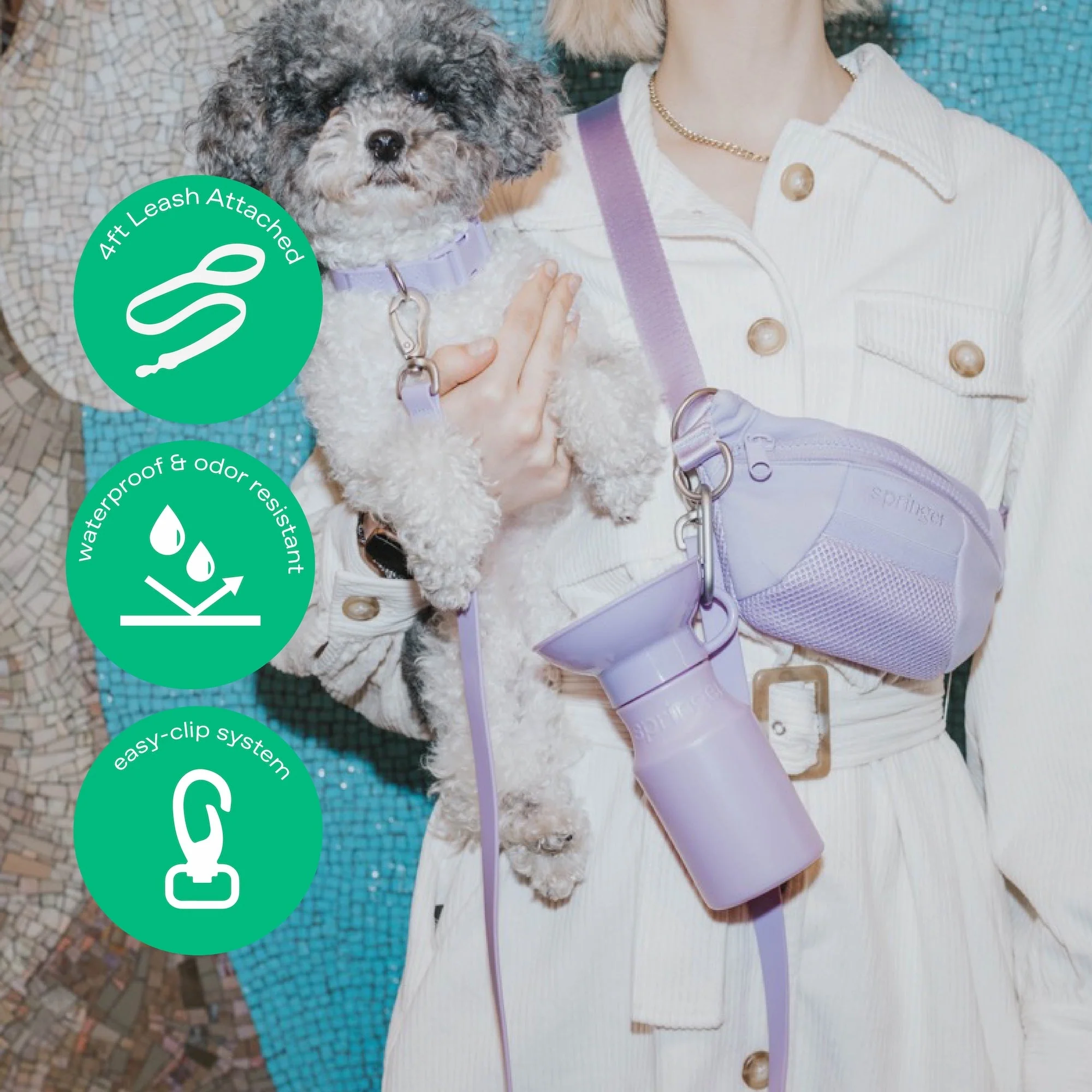 Original Hands-Free Neoprene Dog Walking Bag with 3.25ft Leash - Image 4