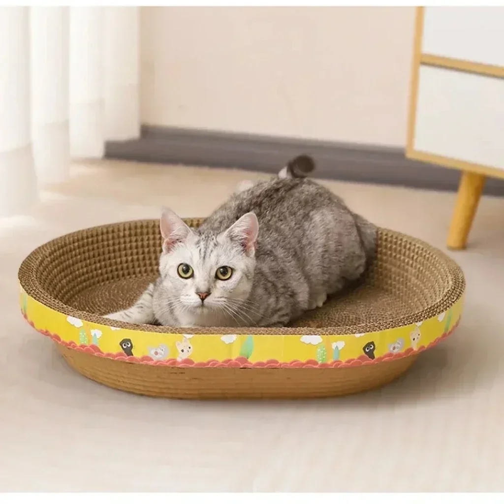 Oval Cat Scratch Board – Cat Scratcher and Bed - Image 2