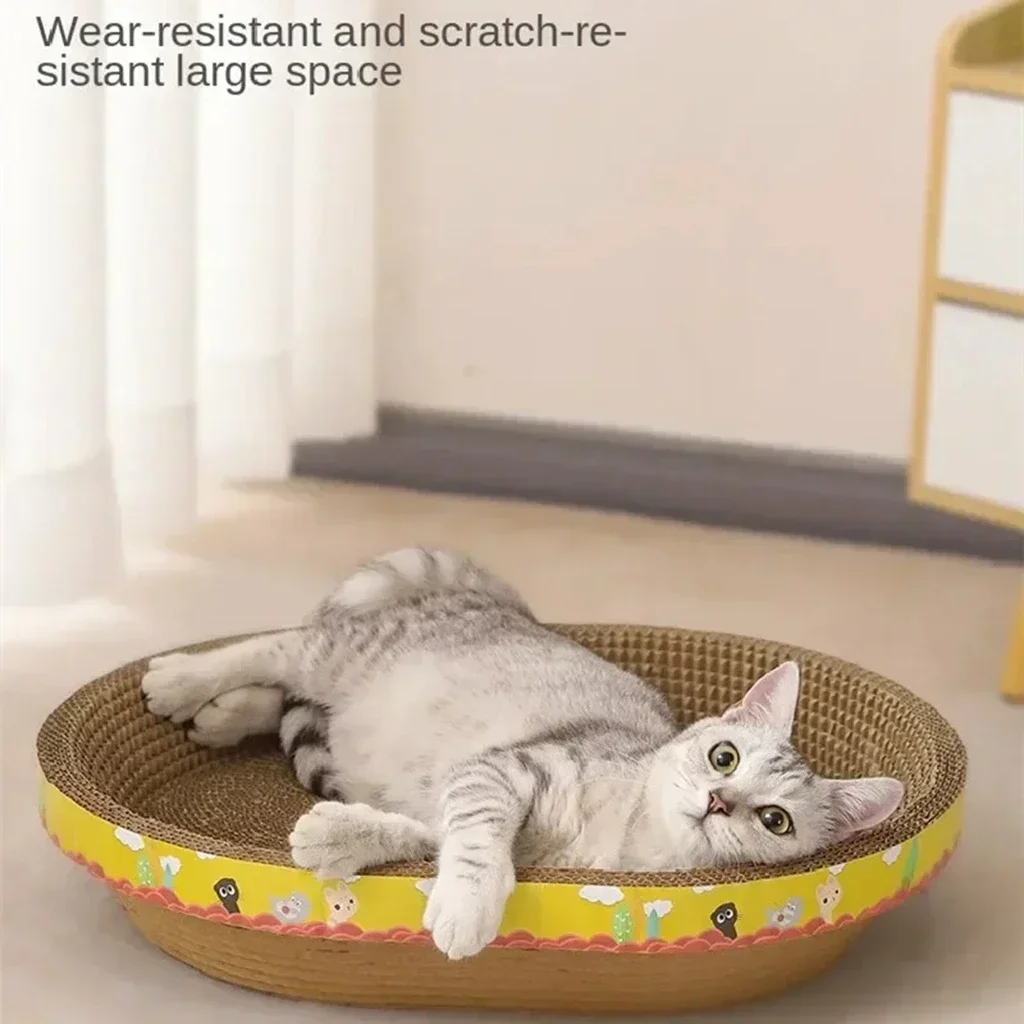 Oval Cat Scratch Board – Cat Scratcher and Bed - Image 3