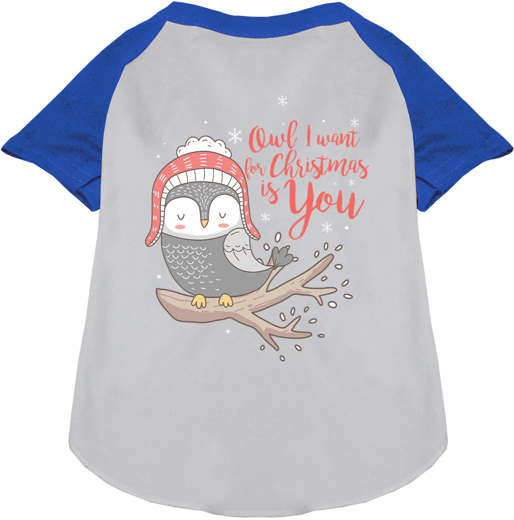 Owl I Want For Christmas Pet Raglan Shirt - Image 3