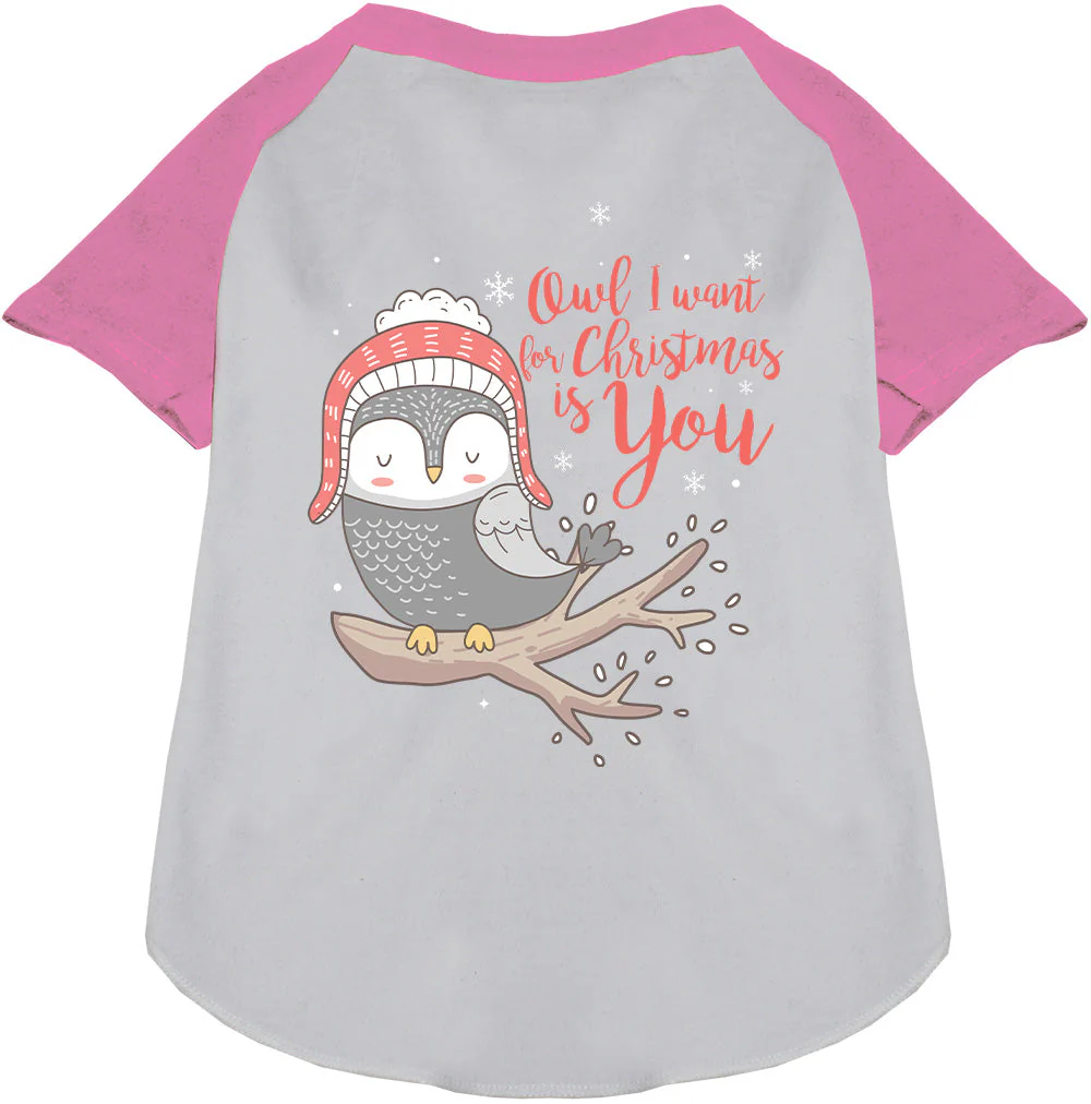 Owl I Want For Christmas Pet Raglan Shirt - Image 5