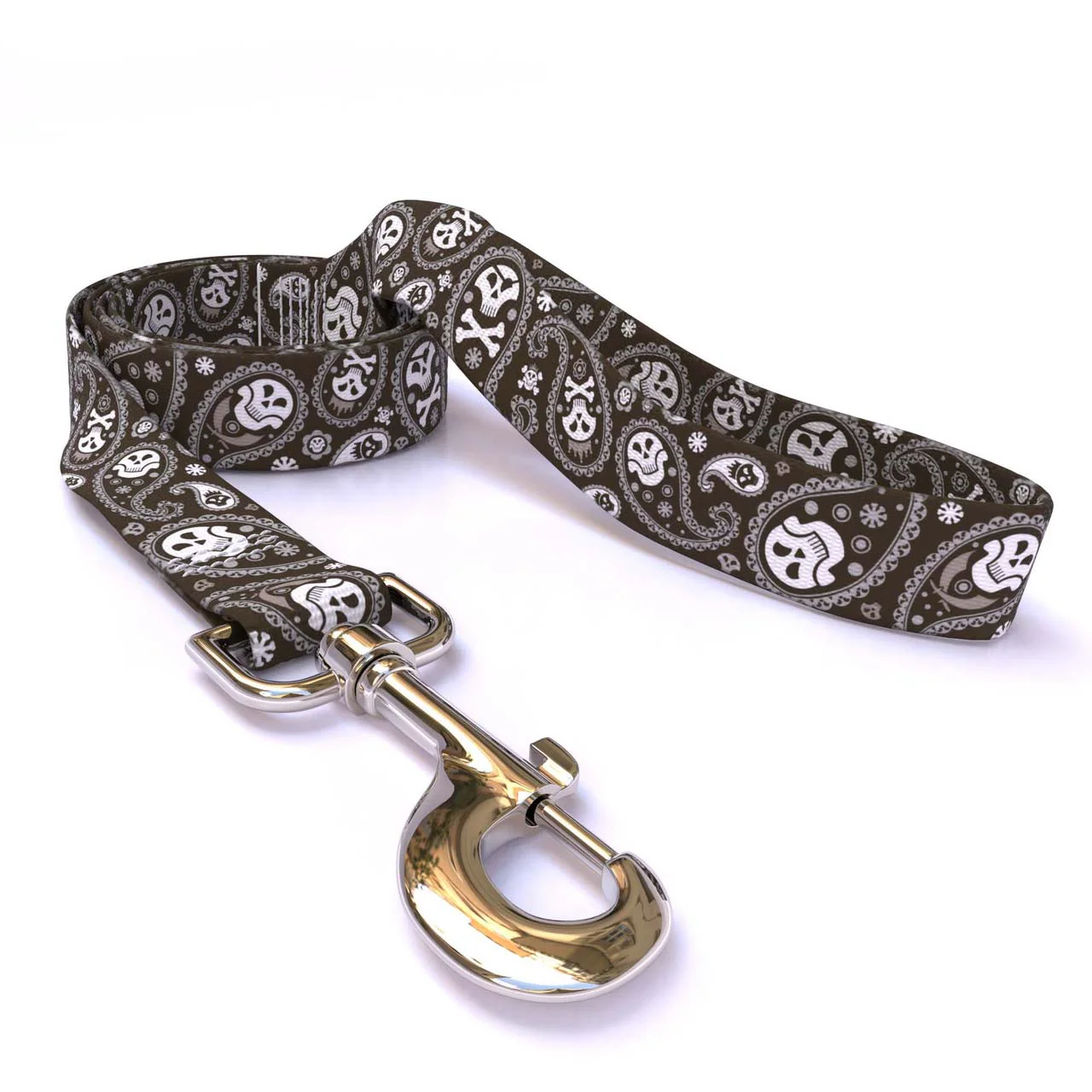 Paisley Skulls Black Dog Leash - Image 2