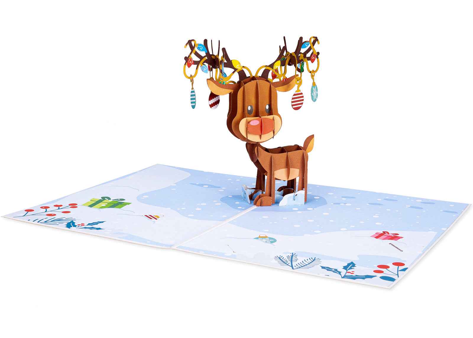 Paper Love Christmas Card - Ornament Reindeer Pop Up Card - Image 6