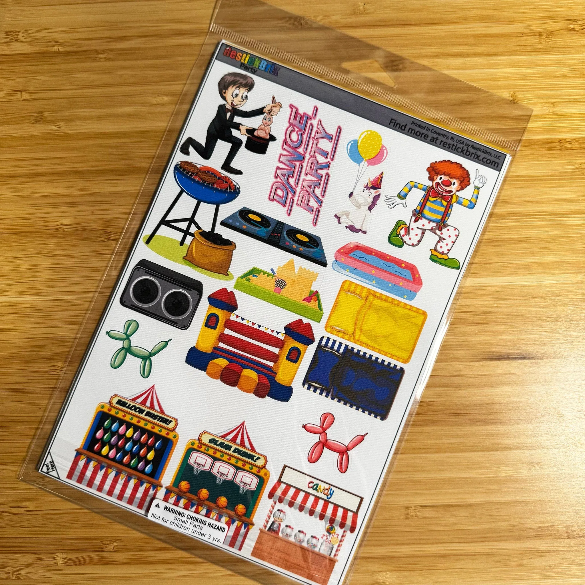 Party: Reusable Decals for Customizing Magnetic Tiles, Plastic Bricks, and more - Image 3