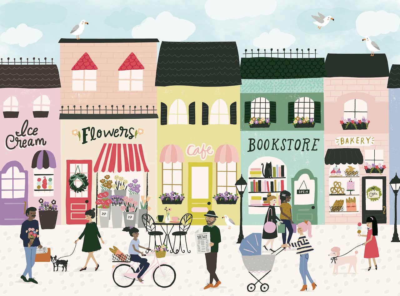 Pastries & Peonies 1000 Piece Puzzle by Puzzlefolk | Charming Street Scene Jigsaw Puzzle - Image 2