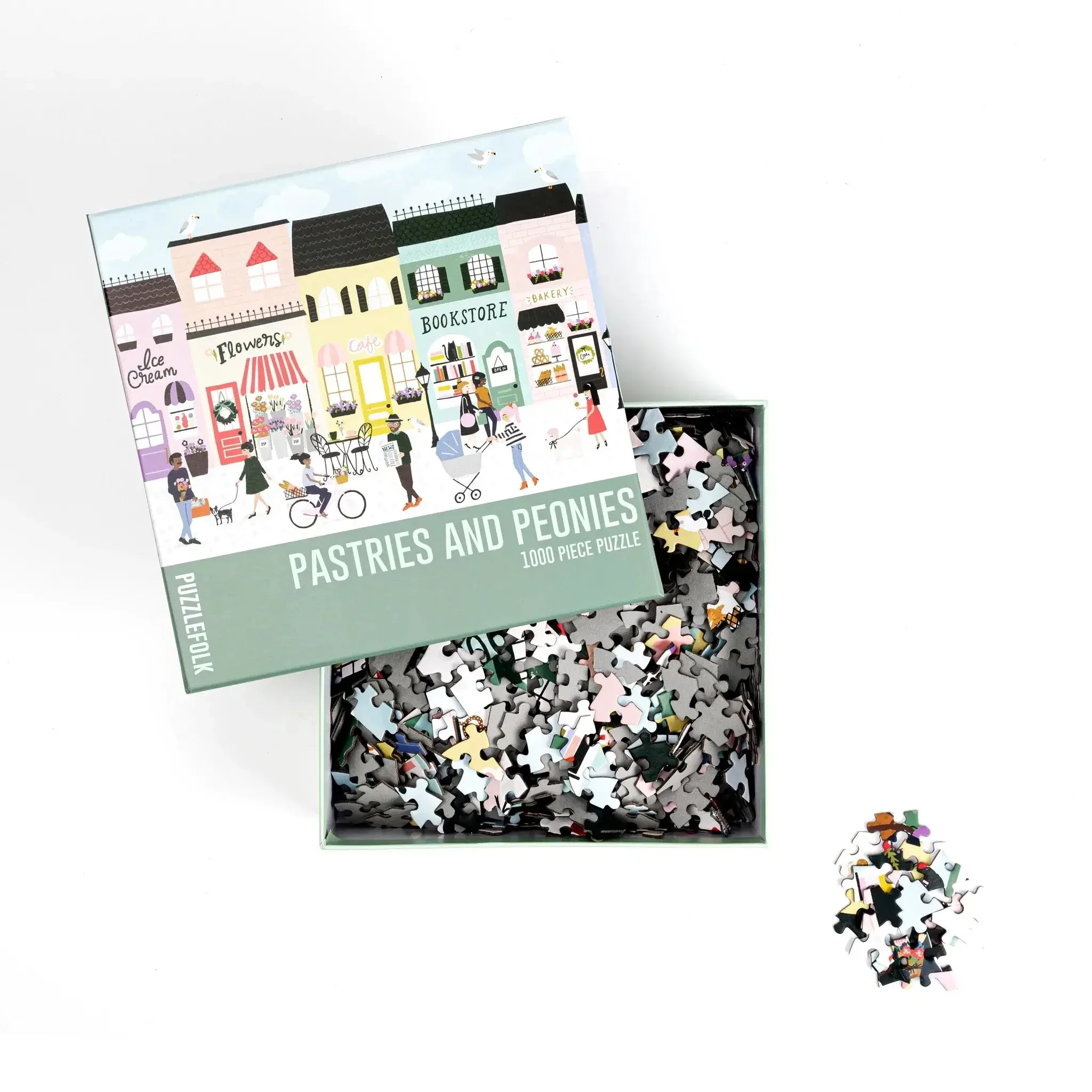 Pastries & Peonies 1000 Piece Puzzle by Puzzlefolk | Charming Street Scene Jigsaw Puzzle - Image 3