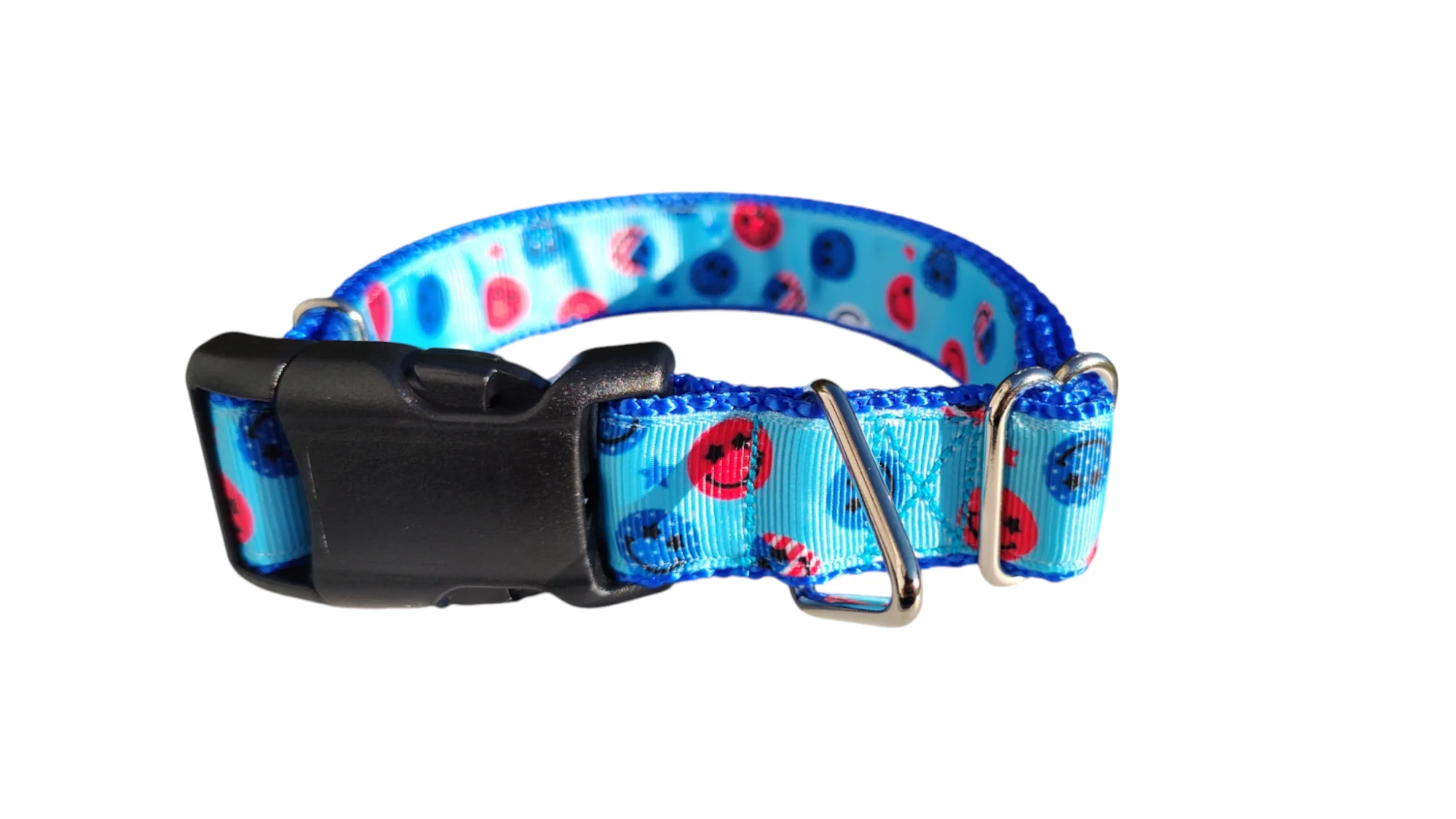 Patriotic Smiley Faces Nylon Dog Collar - Image 2