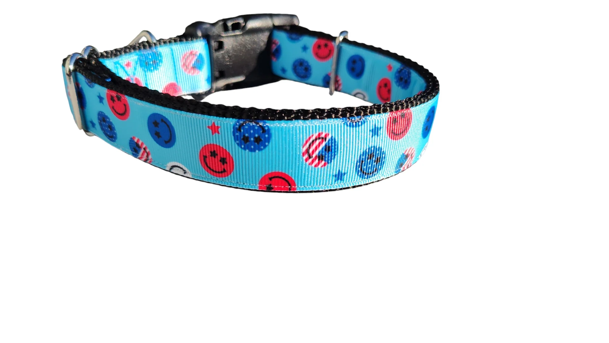 Patriotic Smiley Faces Nylon Dog Collar - Image 3