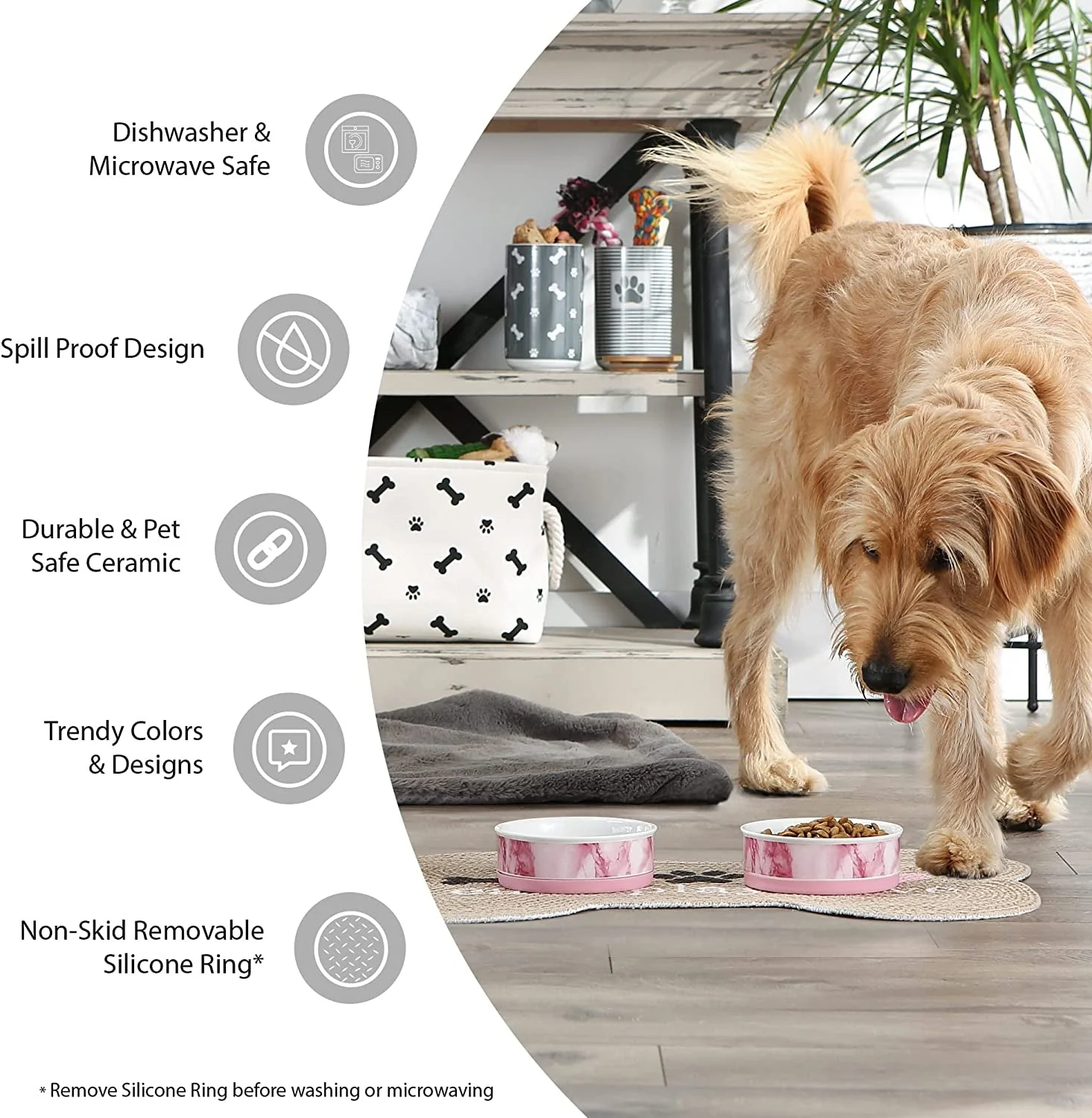 Paw & Patch Ceramic Pet Collection, Medium Set, 6X2", Gray, 2 Piece - Image 10