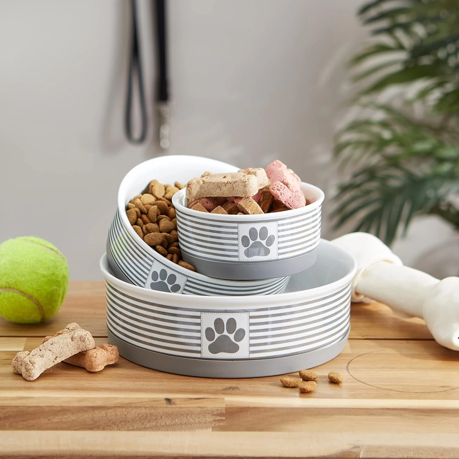Paw & Patch Ceramic Pet Collection, Medium Set, 6X2", Gray, 2 Piece - Image 9