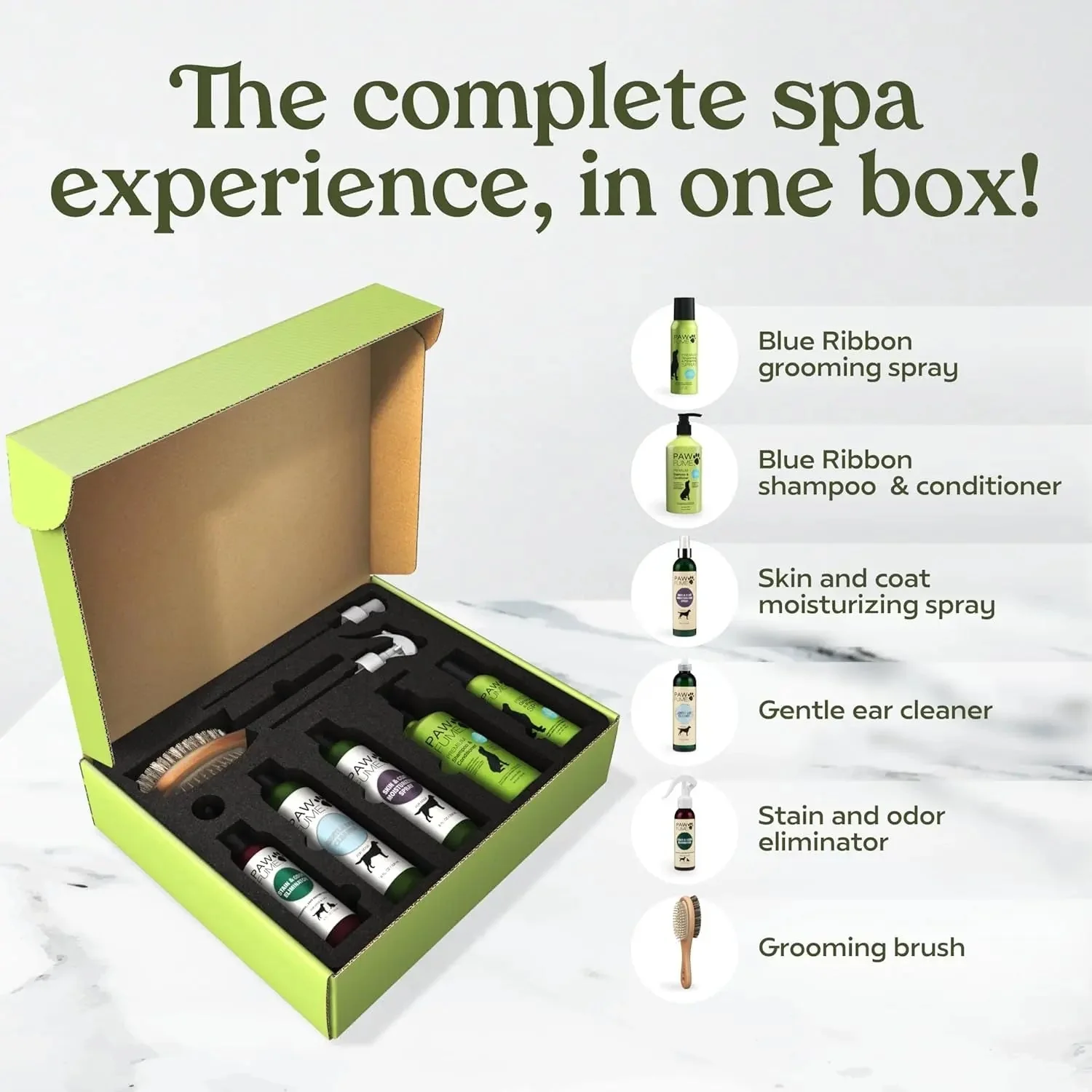 Pawfume Dog Spa Gift Basket 6-Piece Probiotic Deodorizer & Grooming Set - Image 3