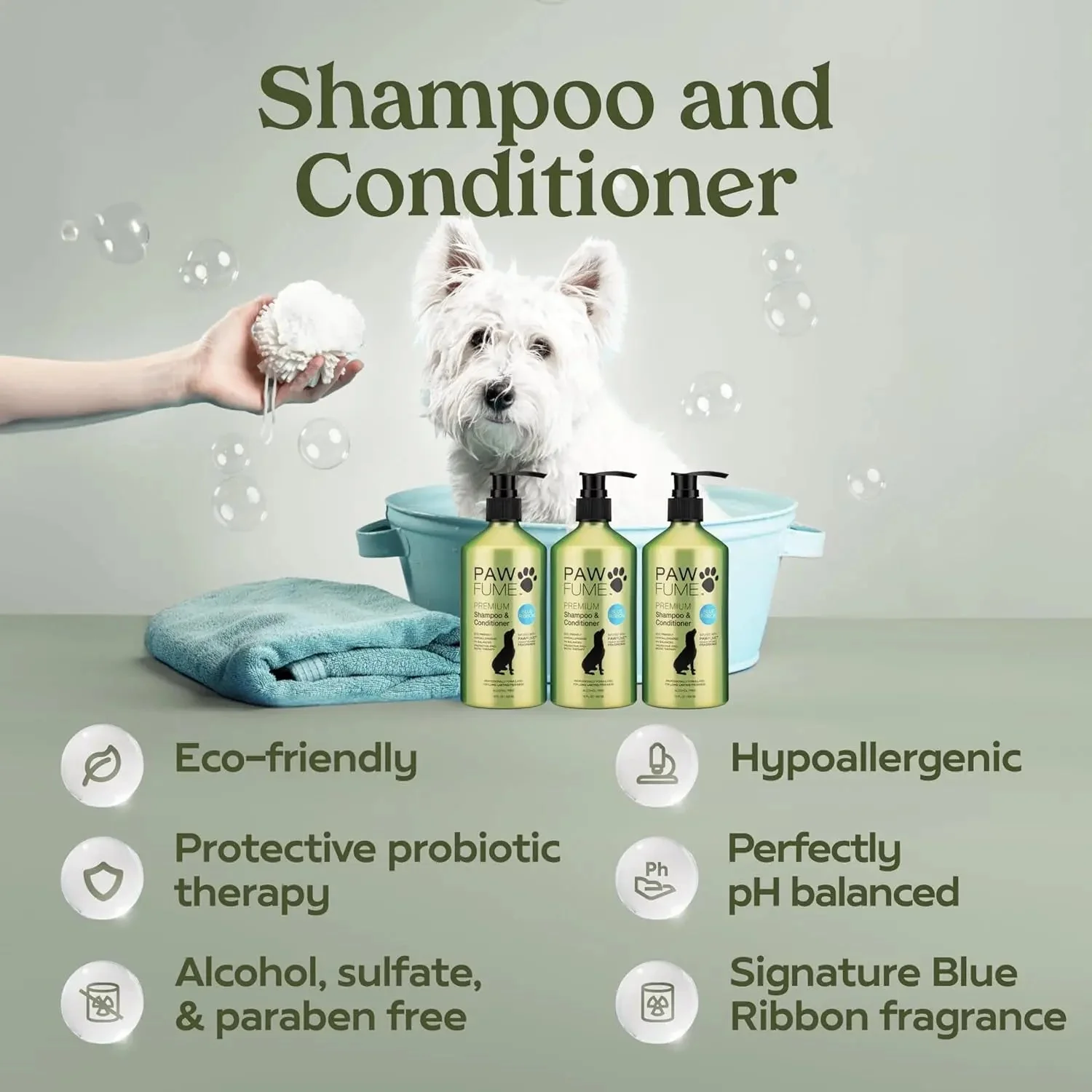 Pawfume Dog Spa Gift Basket 6-Piece Probiotic Deodorizer & Grooming Set - Image 4