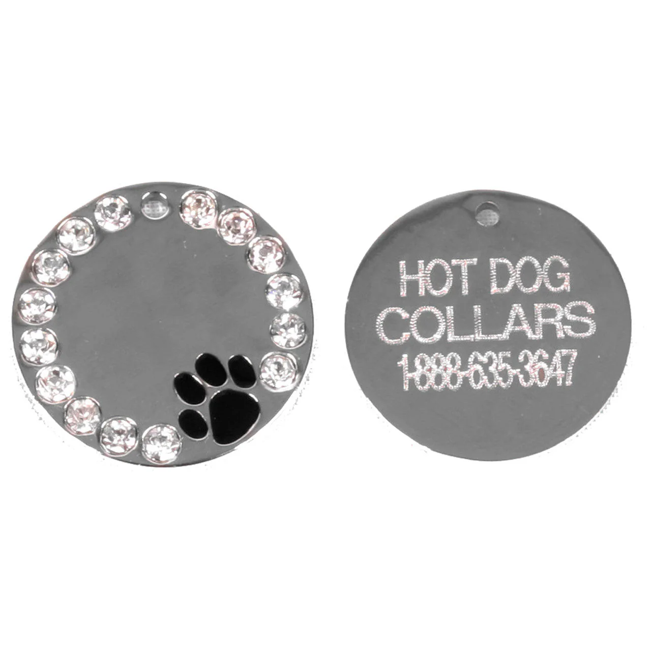 Pawprint and Crystal Engraved Dog ID Tag - Image 2